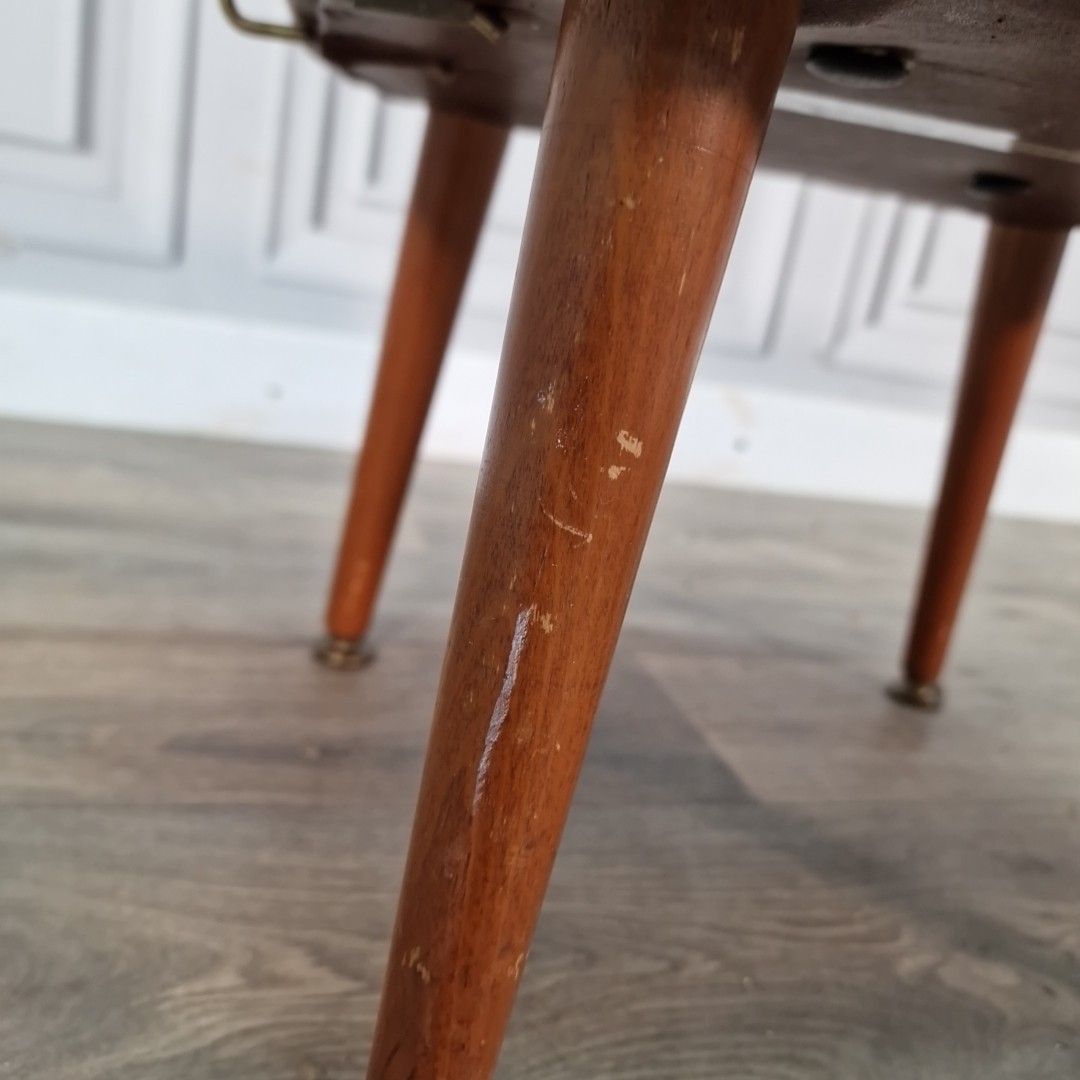 Vintage Vinyl Footstool Tapered Legs Mid Century Leather Effect Retro Stool photo buy