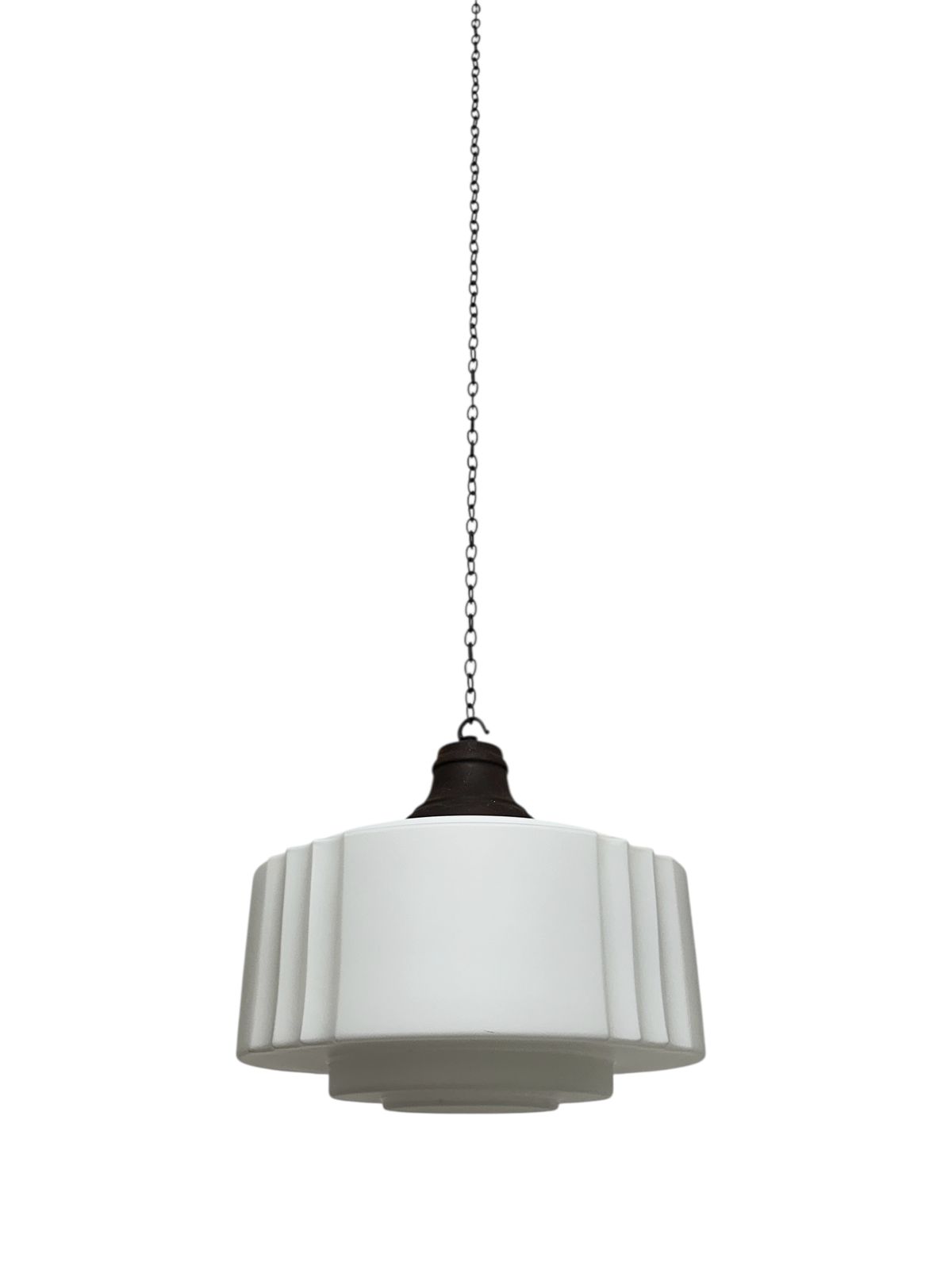 Run Set Large Antique Church Stepped Satin Opaline Milk Glass Ceiling Pendant Light Lamp photo 1295.0