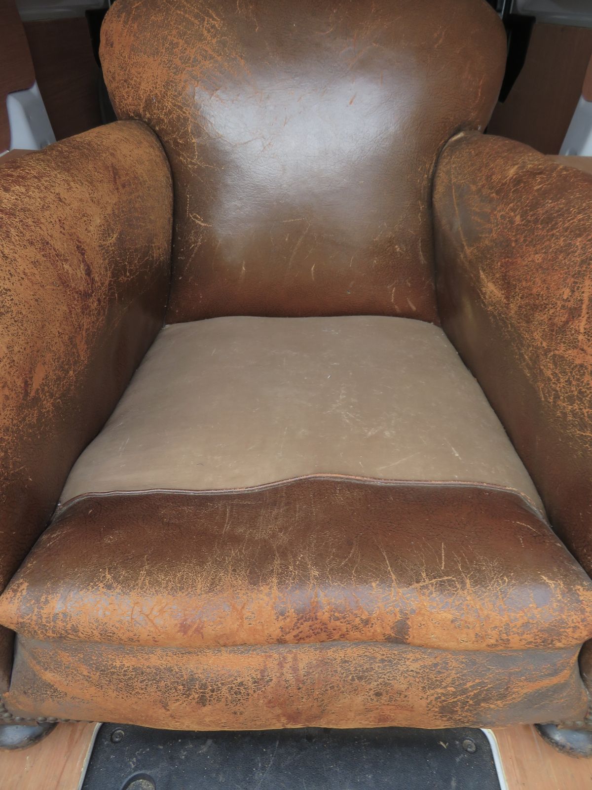 Art Deco Leather Club Armchair photo for sale