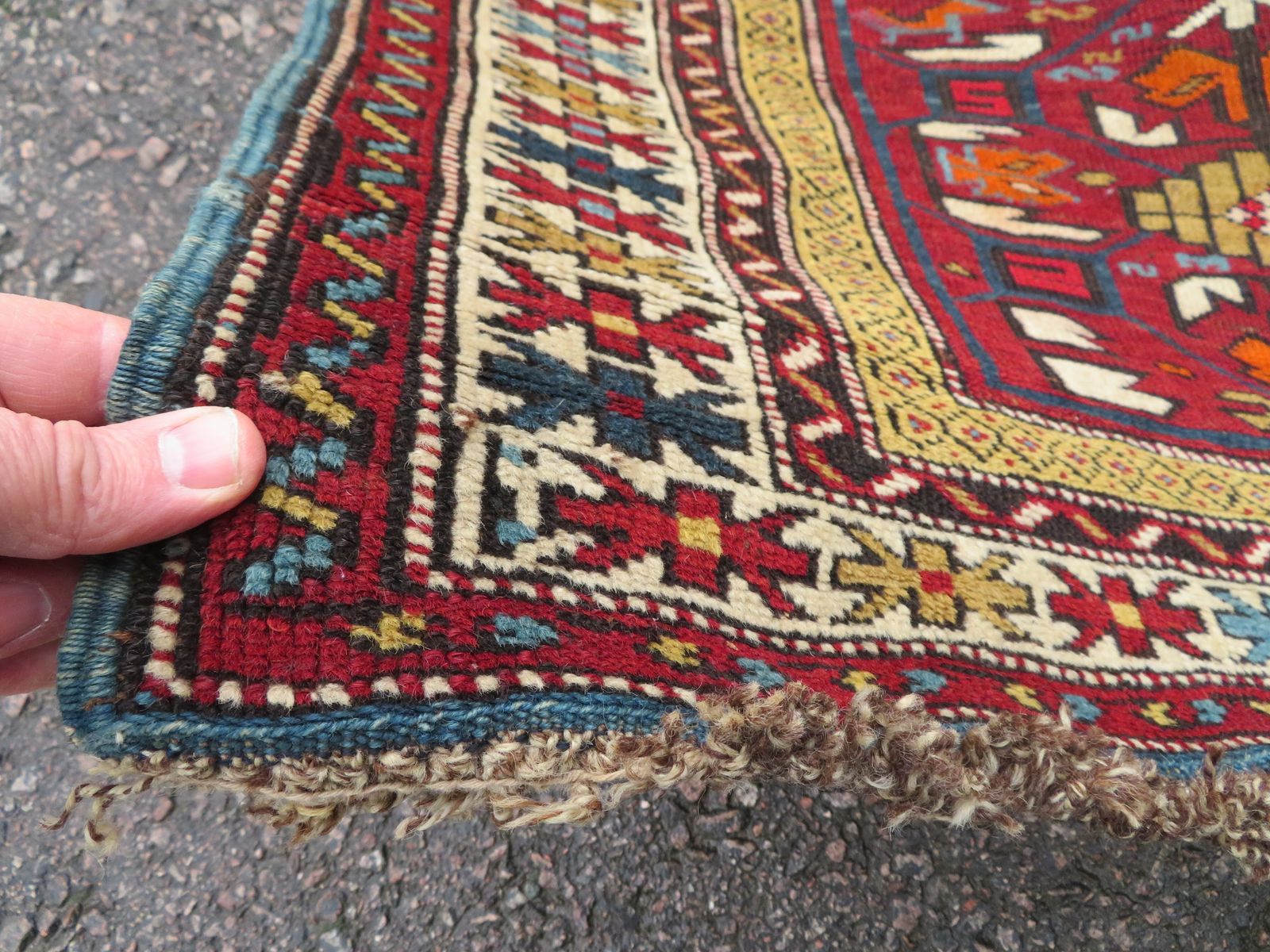 Textiles Antique Caucasian Karabagh Rug. 210cm X 127cm. photo