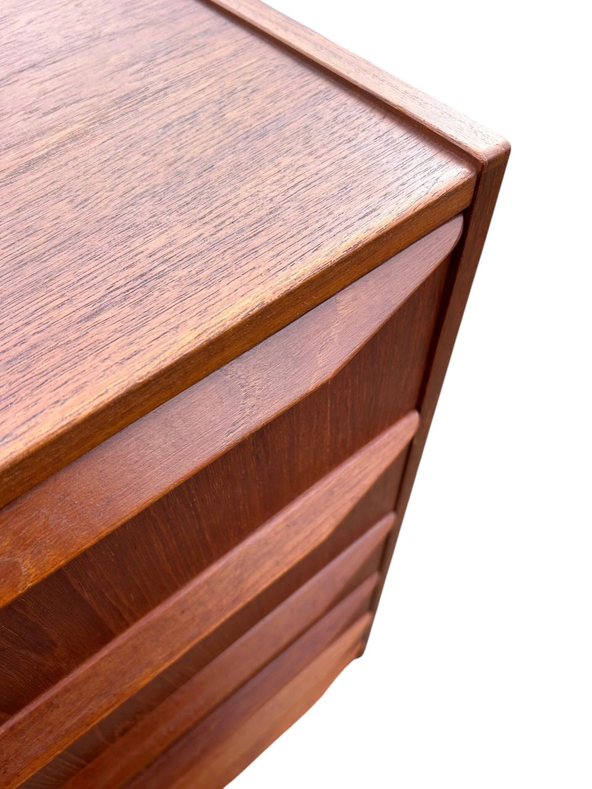 Danish Teak Chest Of Drawers Scalloped Handles Mid Century Tallboy 1960s photo Furniture