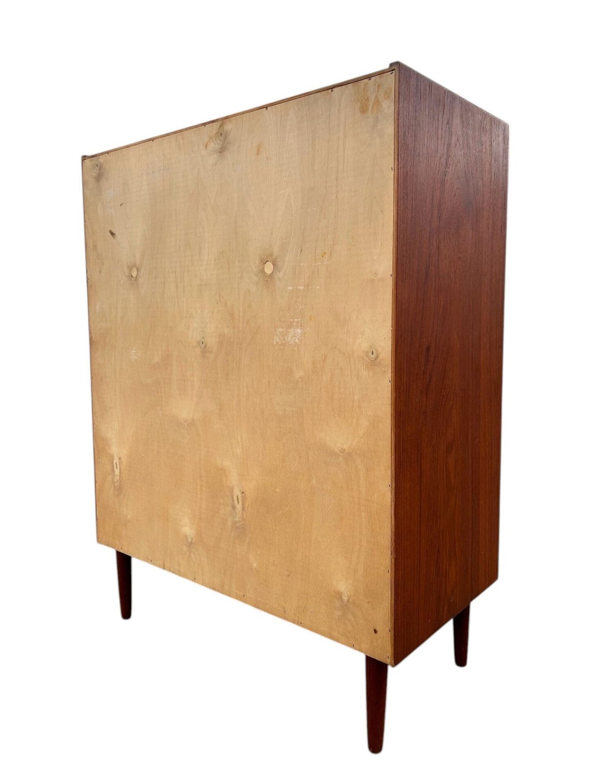 photo vintage Danish Teak Chest Of Drawers Scalloped Handles Mid Century Tallboy 1960s