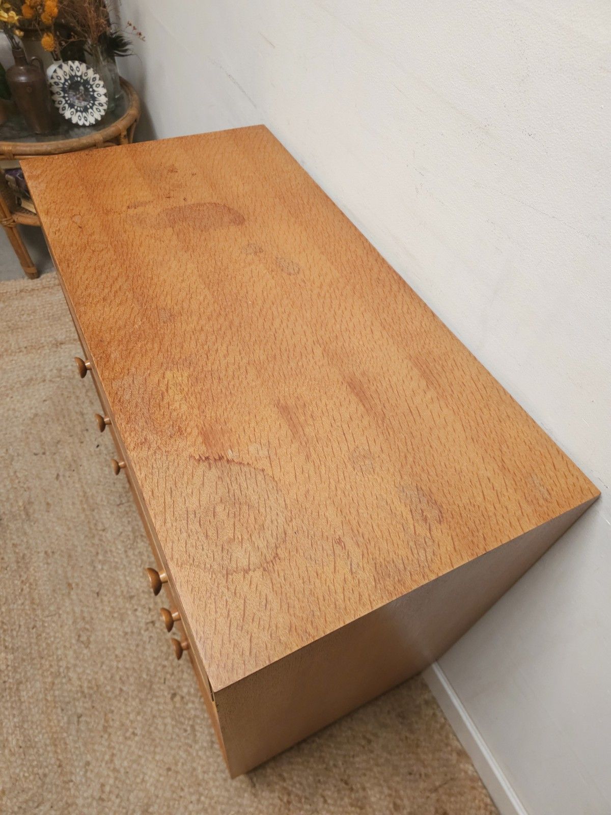photo furniture Meredew Mid Century Dressing Chest Retro Oak Chest Of Drawers Vintage Delivery