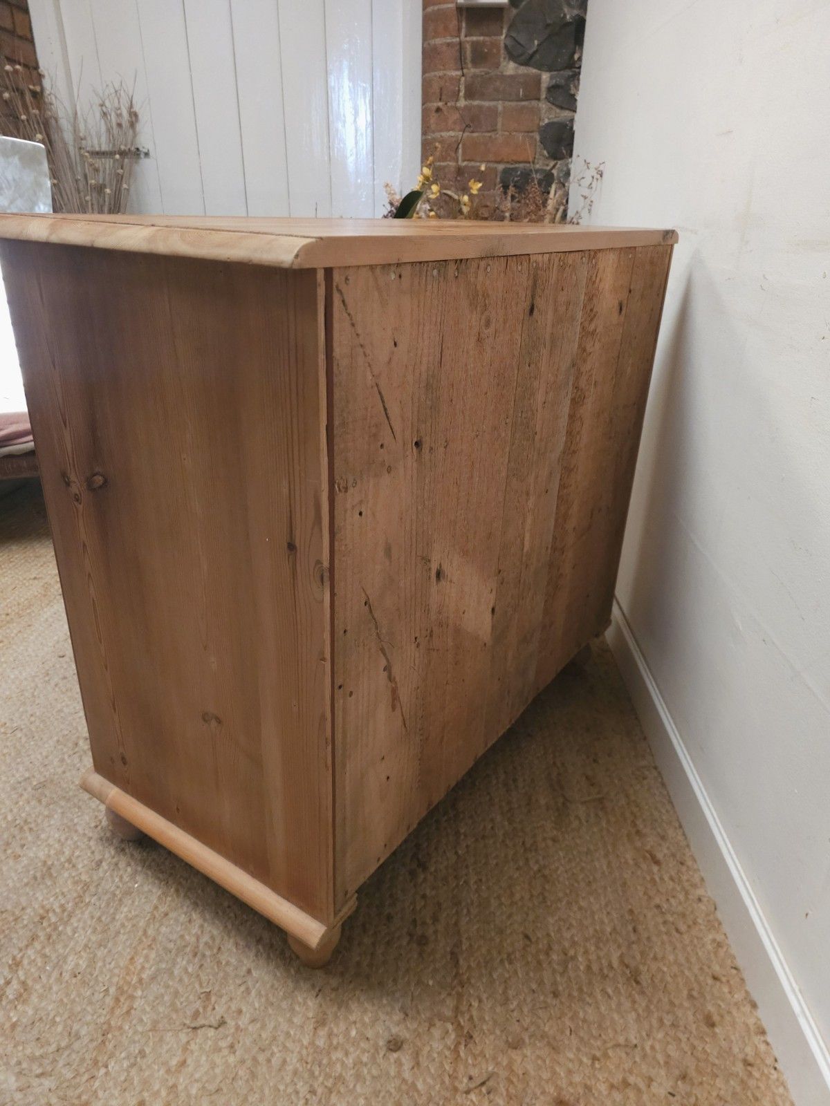 photo for sale Victorian Pine Chest Of Drawers Old Pine Bun Handles And Feet Vintage Delivery