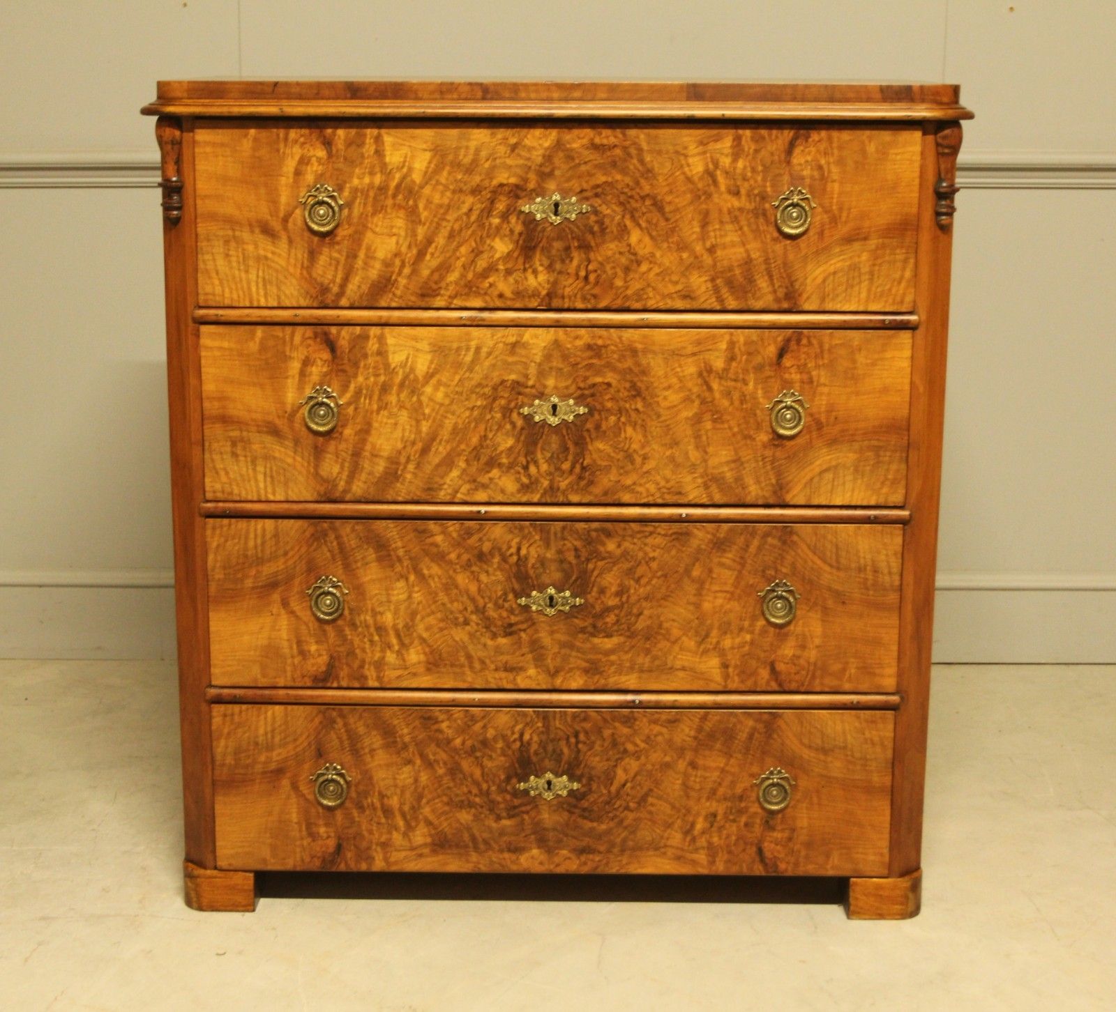 A Late 19th‑Century Swedish Burr Walnut Chest Of Drawers photo furniture
