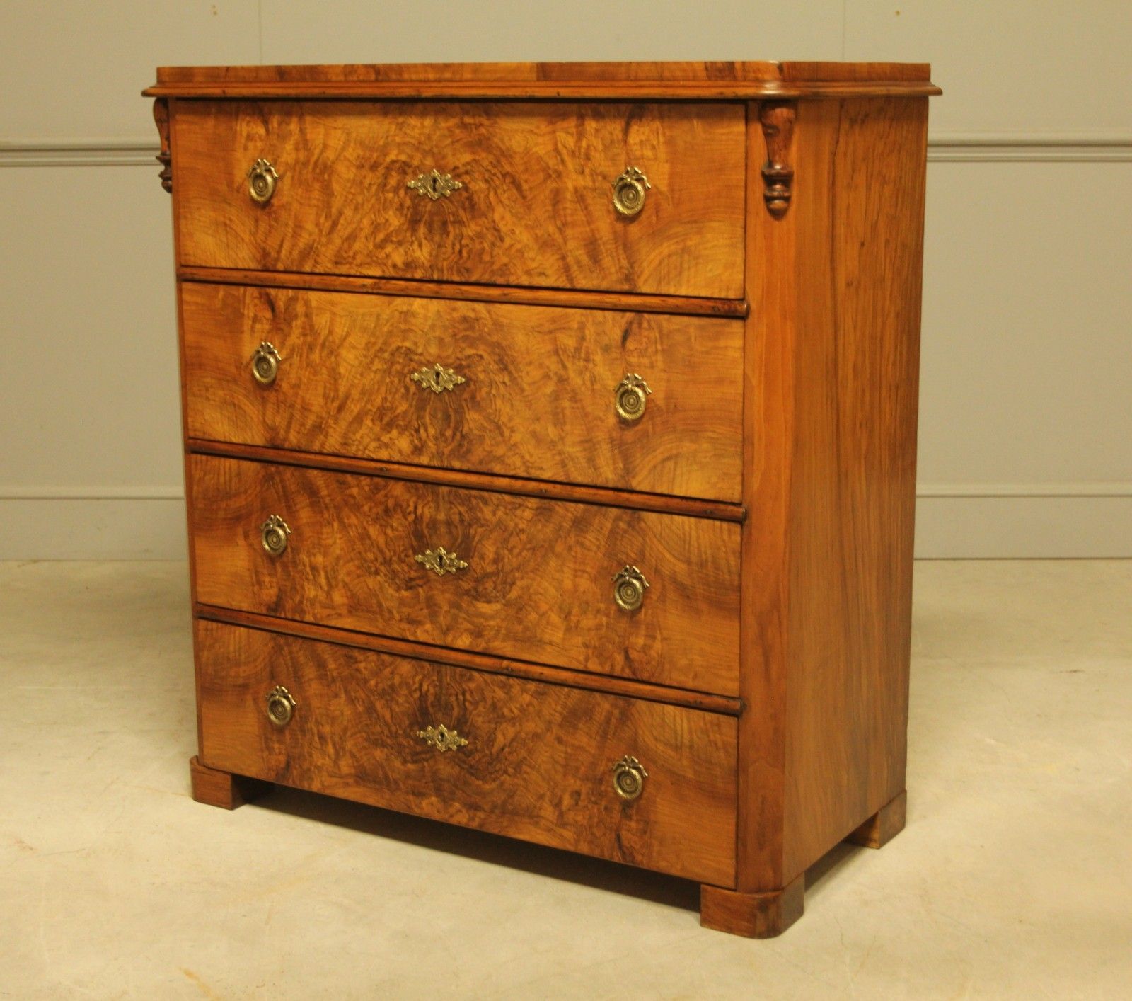 A Late 19th‑Century Swedish Burr Walnut Chest Of Drawers photo buy