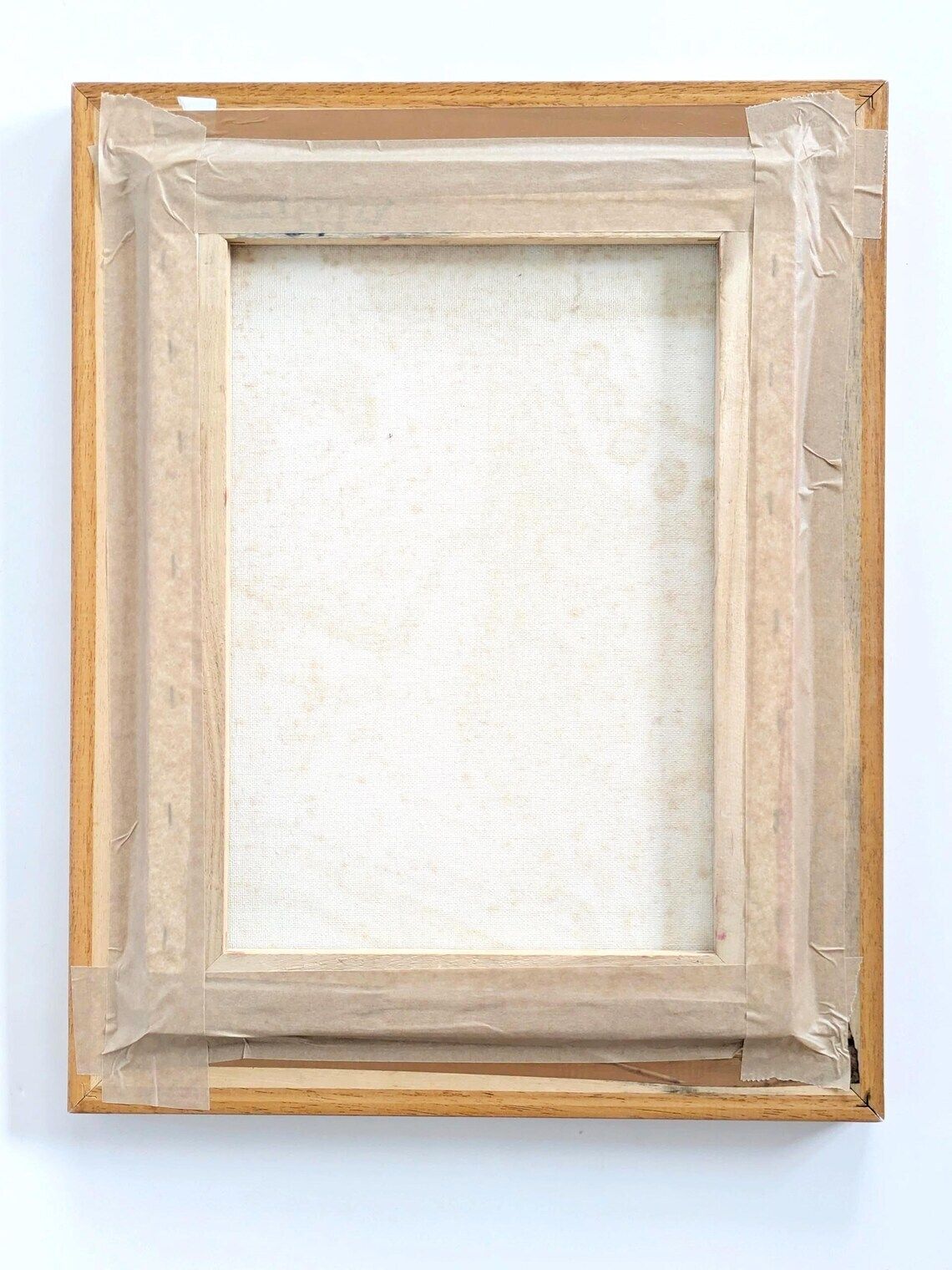 photo vintage Vintage Abstract Oil Painting On Canvas, Surrealist Inspired Composition In Wooden Frame