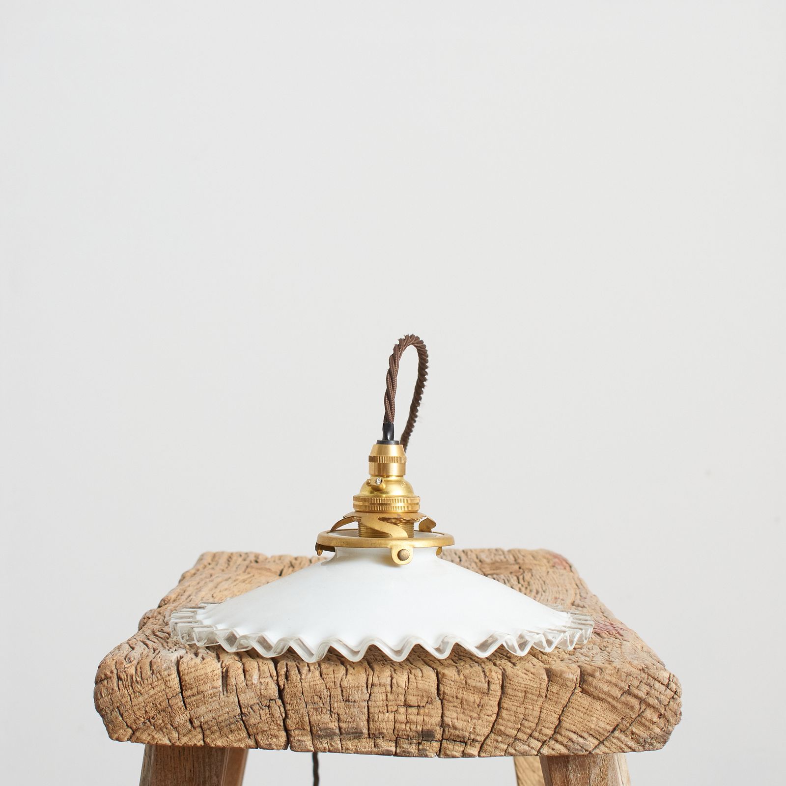Antique French Coolie Milk Glass Pendant Light – F photo for sale