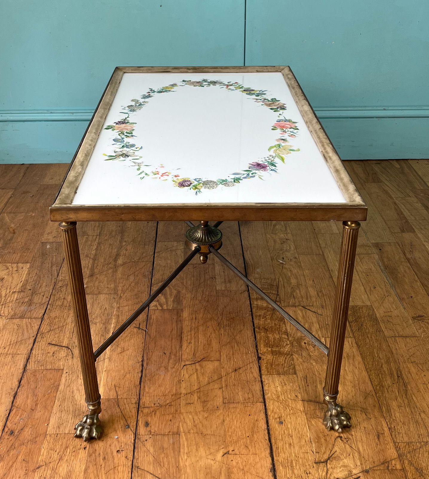 French Mid Century Brass Coffee Table photo for sale