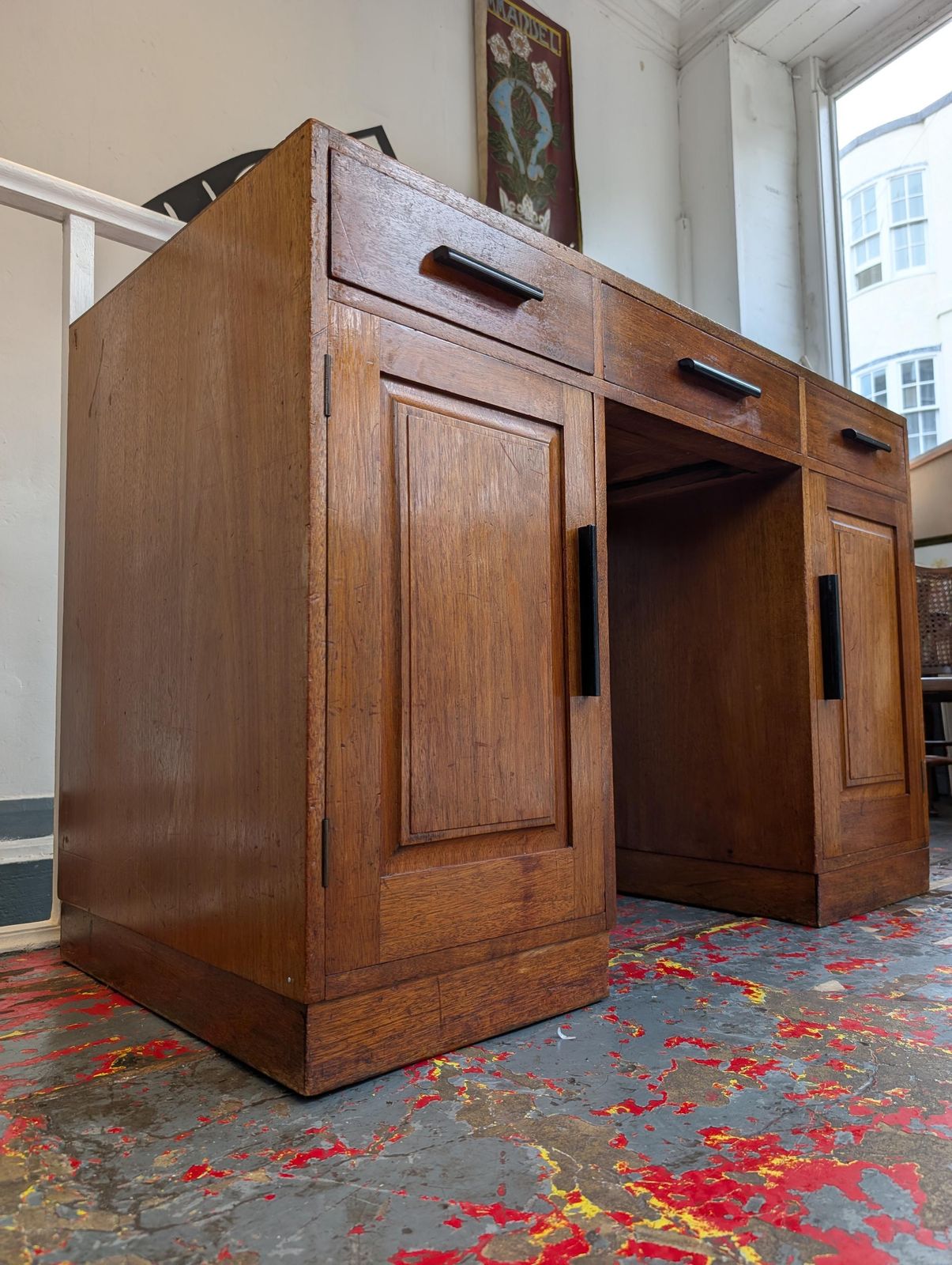 1940s Art Deco Oak Partners/Clerks Pedestal Desk. photo buy