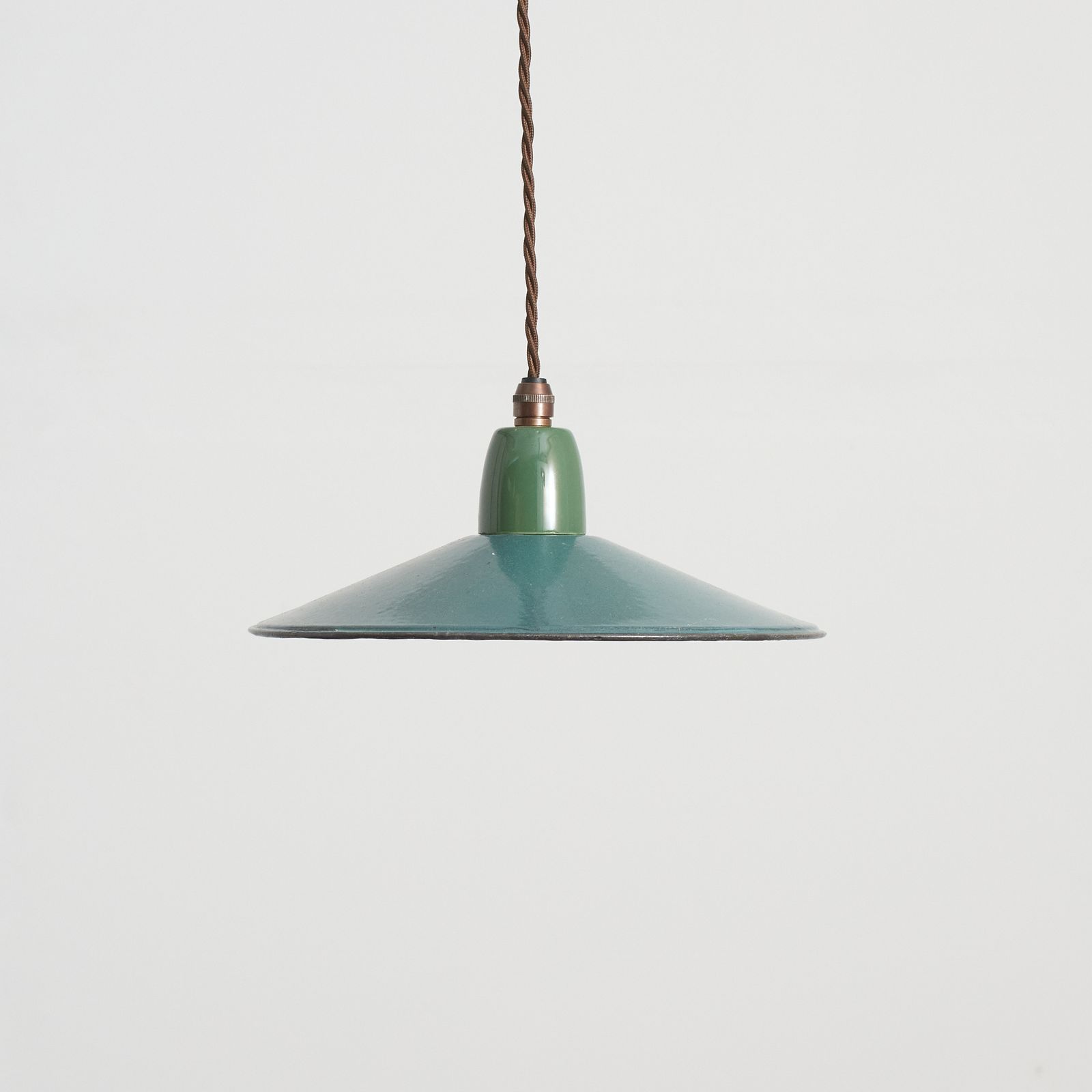 Antique French Coolie Enamel Pendant Light – Blue