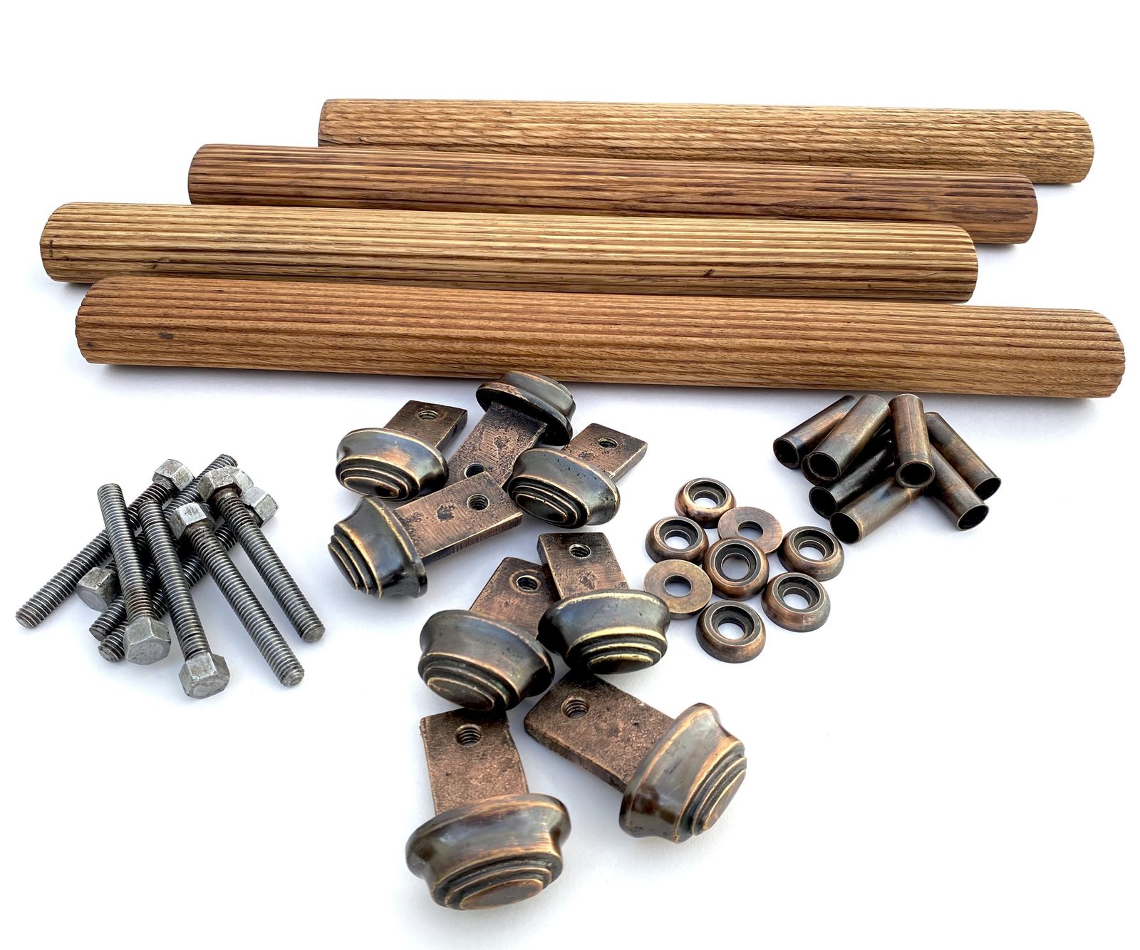 1st Batch Of Early 20th Century 1900 30s English Oak Copper And Brass  Door Handles                                                                                             Per Pair photo for sale