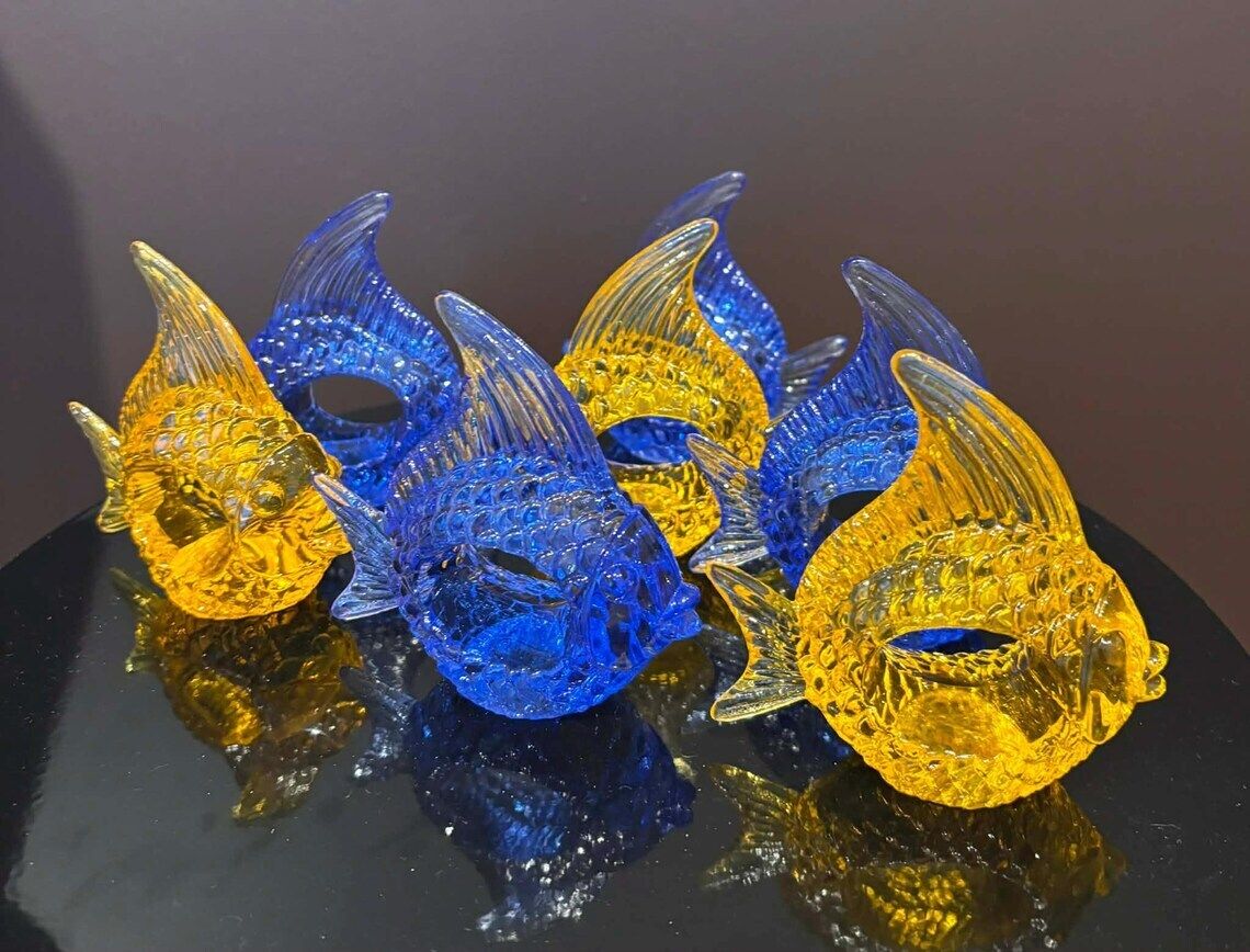 Lucite Angel Fish Napkin Rings: Tropical Beach Decor, Set Of 7 photo buy