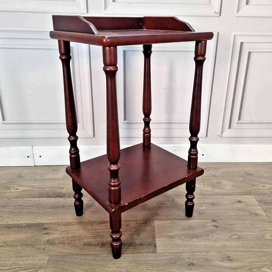 Vintage Telephone Side Table Tray Top Turned Wooden Whatnot Shelves Retro