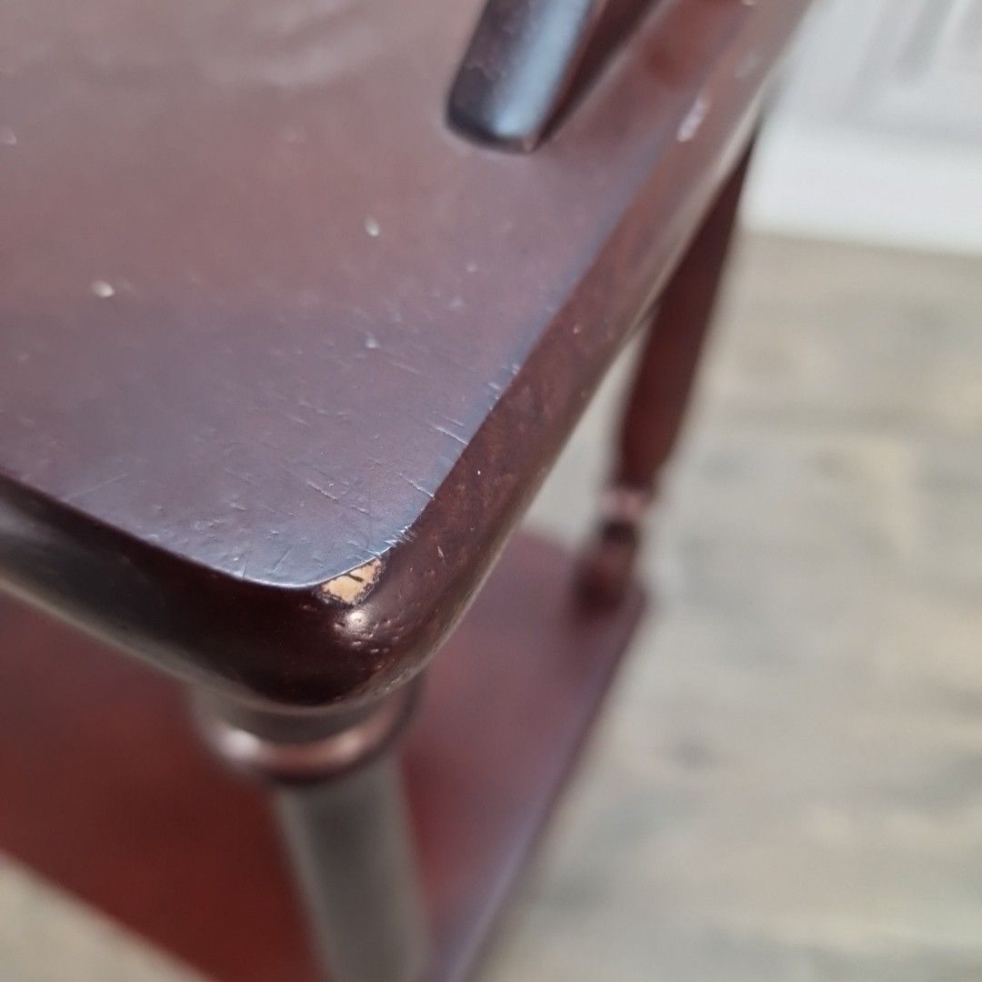 photo furniture Vintage Telephone Side Table Tray Top Turned Wooden Whatnot Shelves Retro