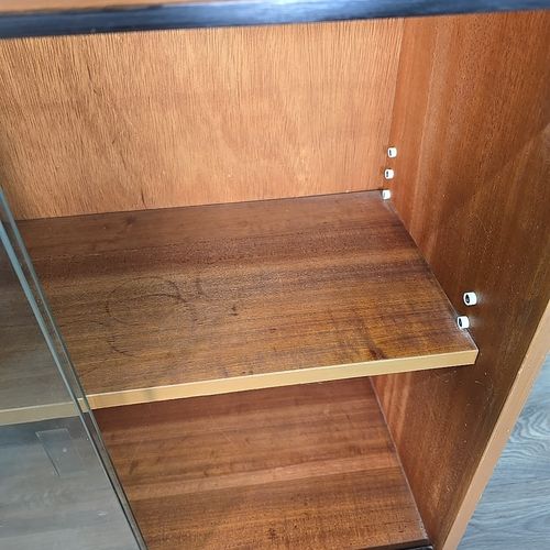 photo furniture Retro Bookcase Display Shelves Vintage Wood Effect Mid Century Glass Cabinet Mcm