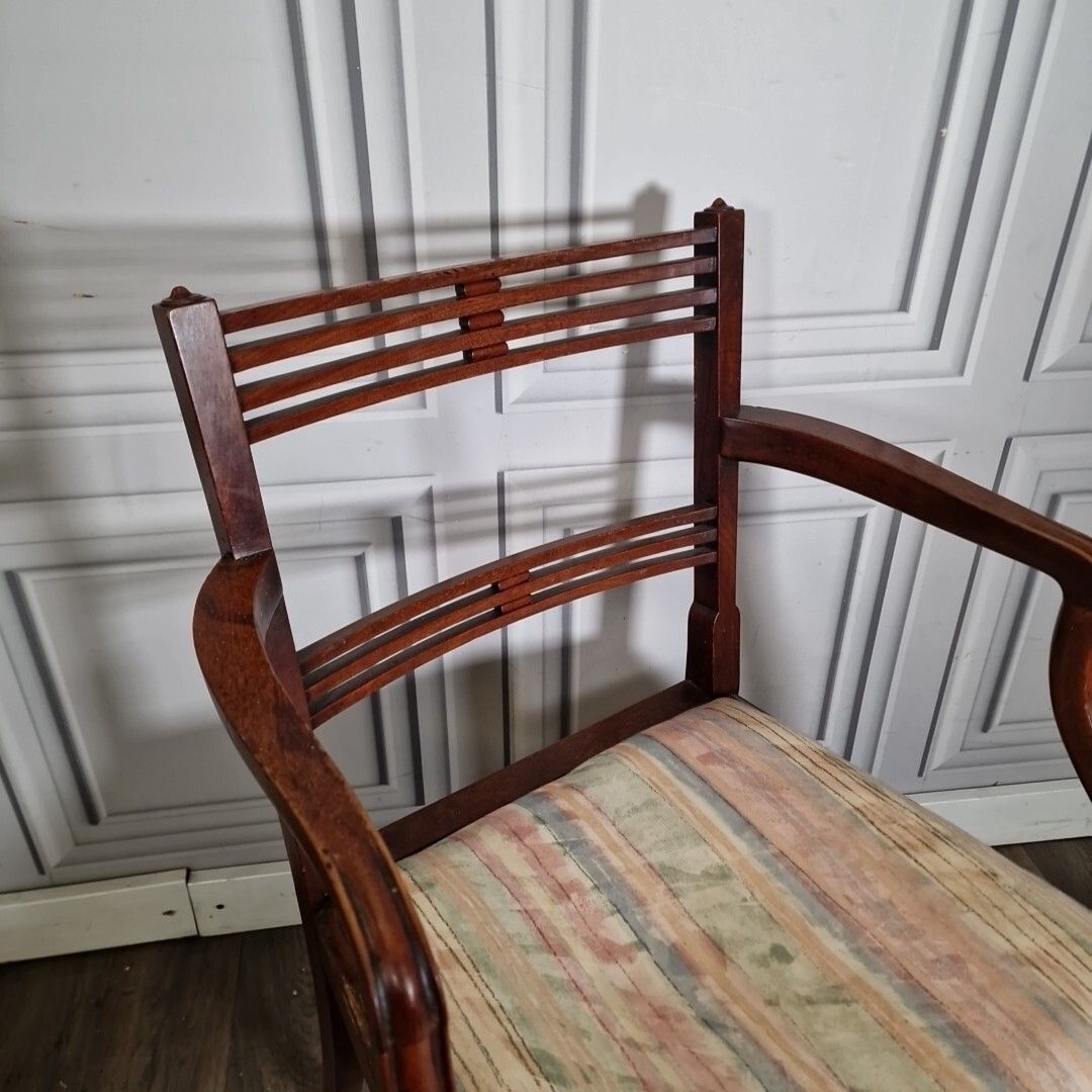 Antique Desk Elbow Chair Georgian Style Carver Armchair Fireside Wood Mahogany photo for sale