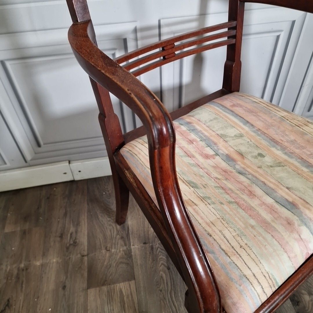 Antique Desk Elbow Chair Georgian Style Carver Armchair Fireside Wood Mahogany photo Furniture