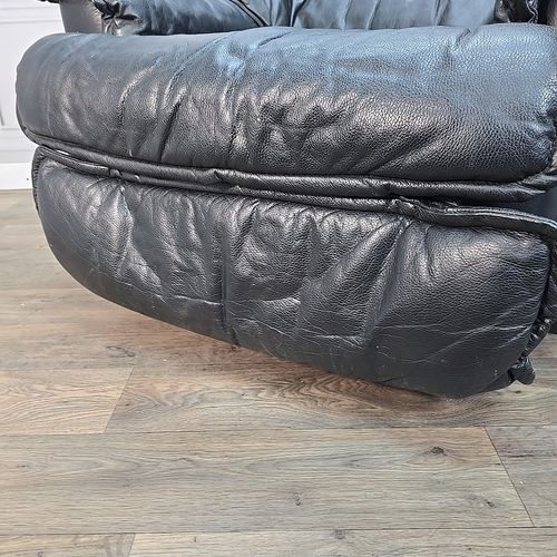 photo for sale Retro Mid Century Armchair Reclining Swivel Recliner Black Leather Chair Danish