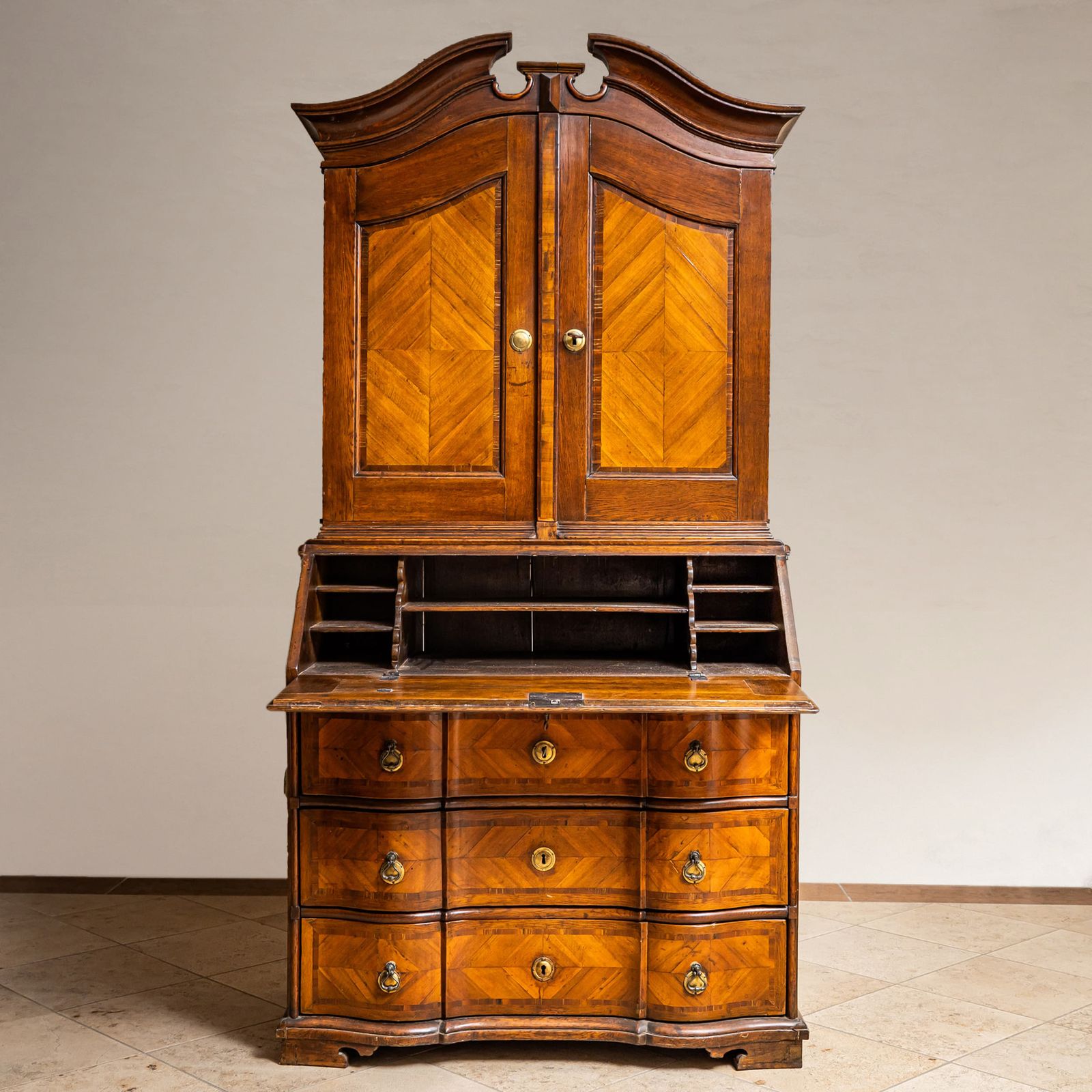 Baroque Slant Front Secretary Desk, Mid 18th Century