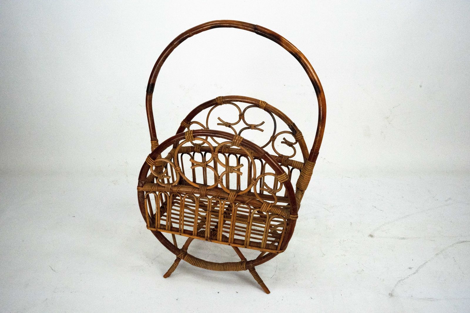 Italian Bamboo & Rattan Magazine Rack, 1950s photo Home Decor