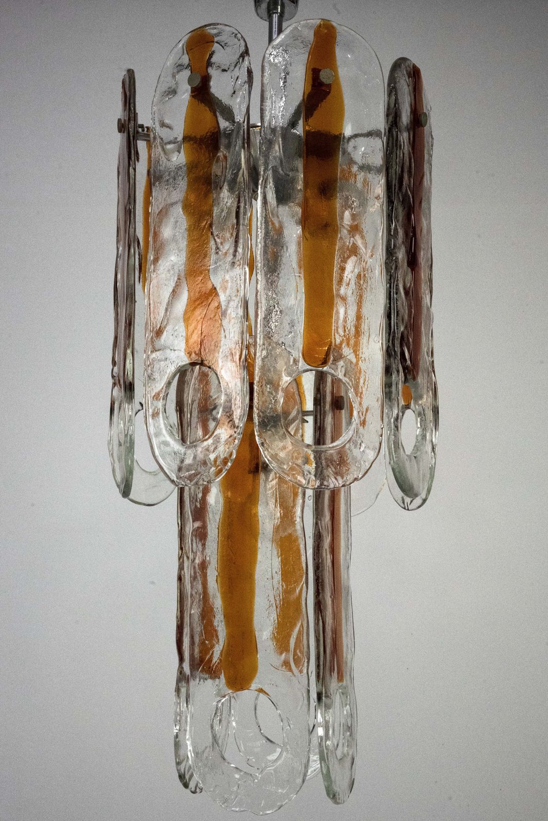 Italian Vintage Murano Glass Chandelier By Mazzega, Model Occhio. Italy 1970s photo for sale