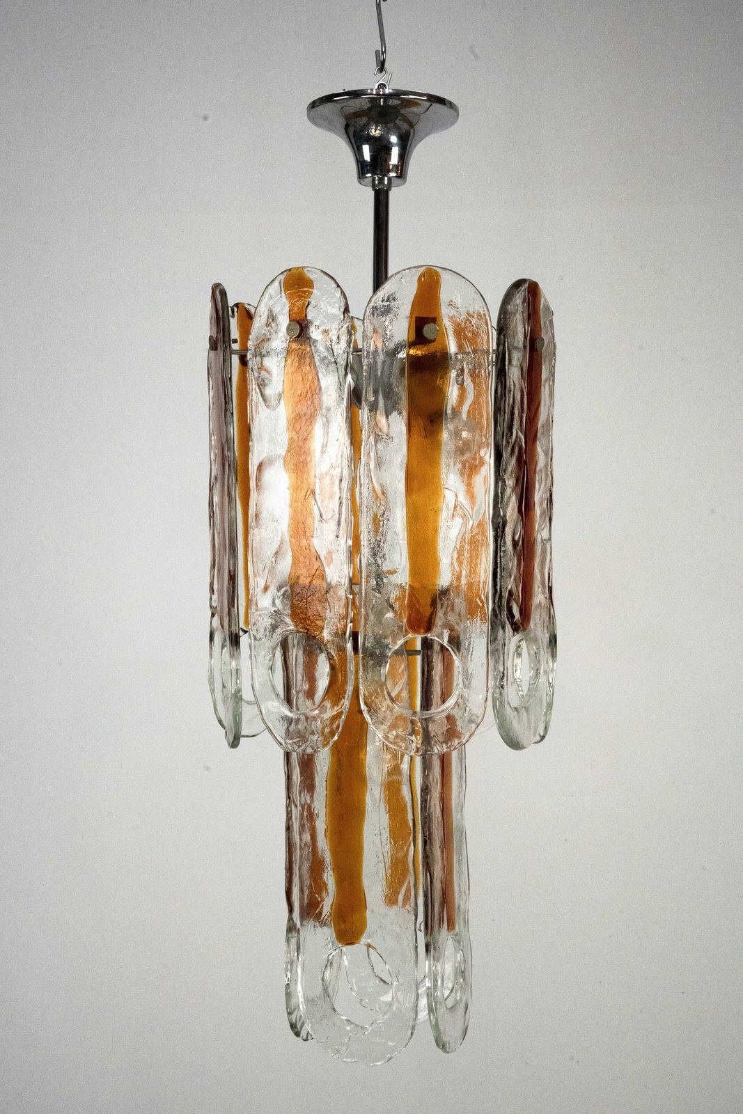 3380.0 Italian Vintage Murano Glass Chandelier By Mazzega, Model Occhio. Italy 1970s photo