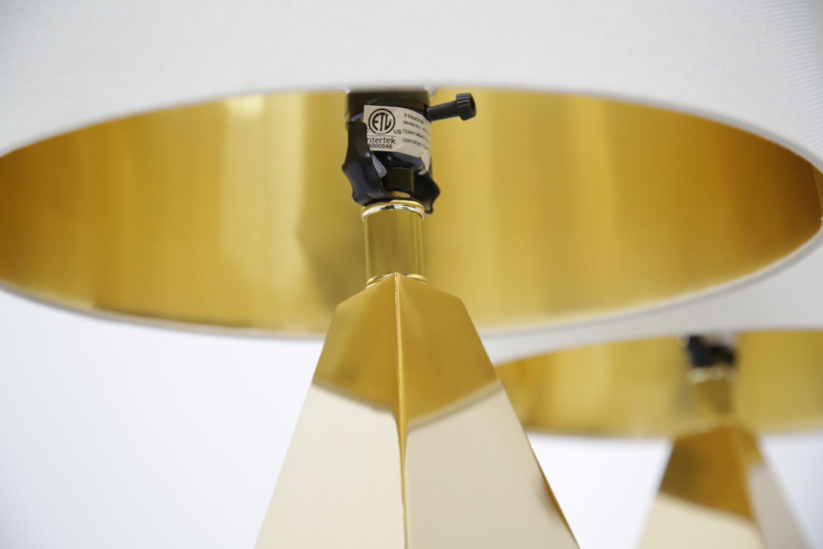 photo buy Pair Of Sculptural ‘Origami’ Polished Brass Table Lamps, USA, Mid Century Style