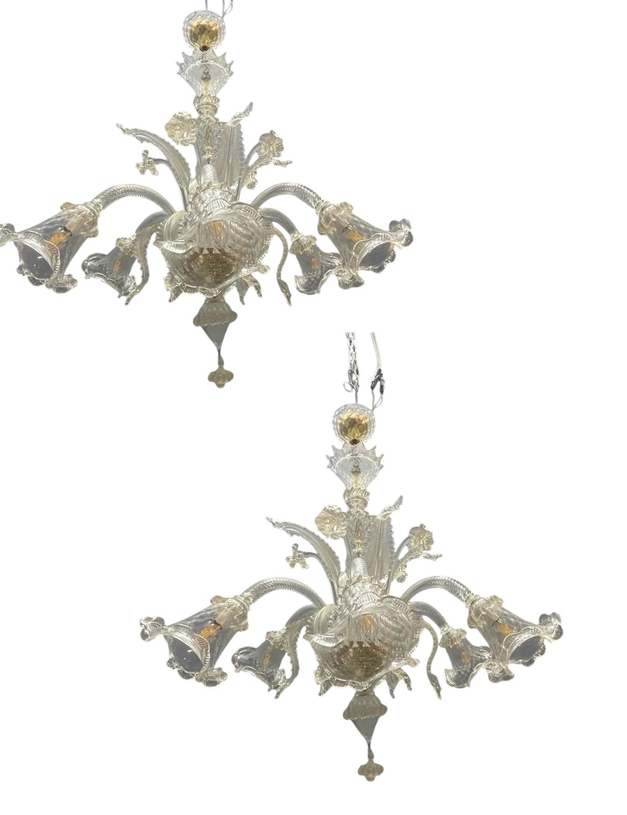 Large Venetian Murano Glass Chandeliers Set Of 2 photo furniture