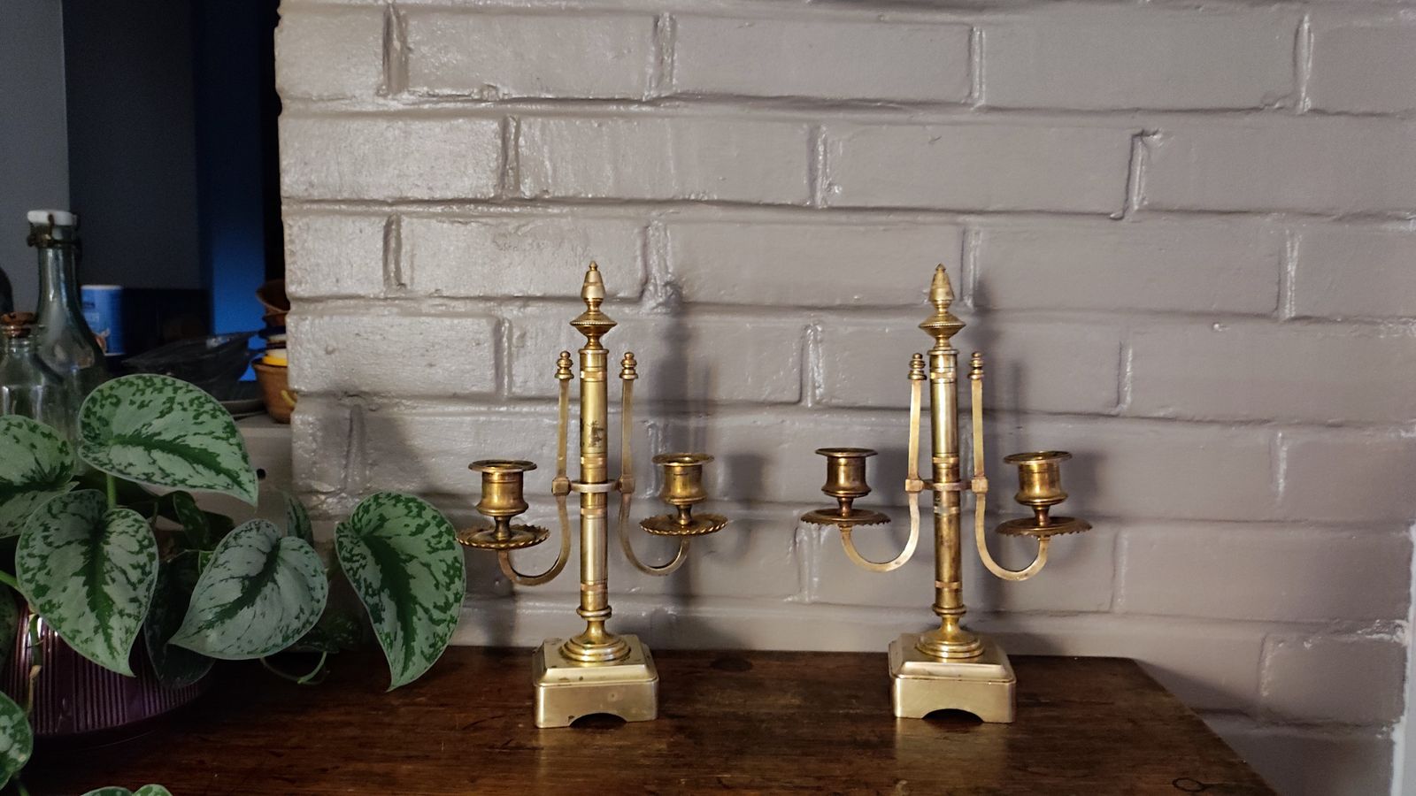 378.0 French Antique Two Arm Candelabras Candlesticks In Bronze Louis XVI Style photo