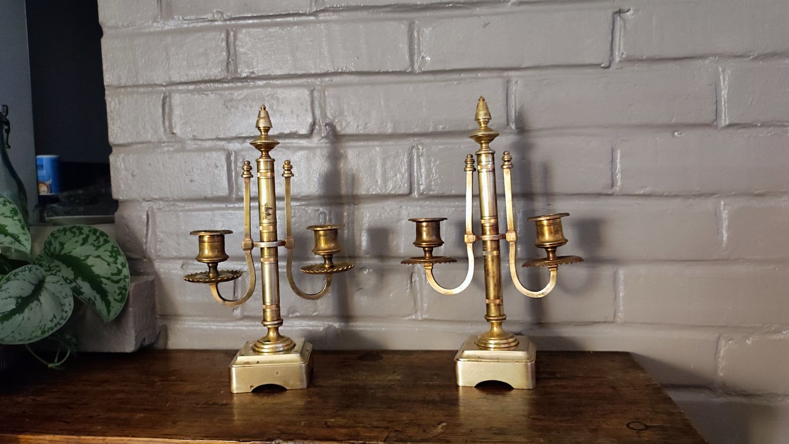 French Antique Two Arm Candelabras Candlesticks In Bronze Louis XVI Style