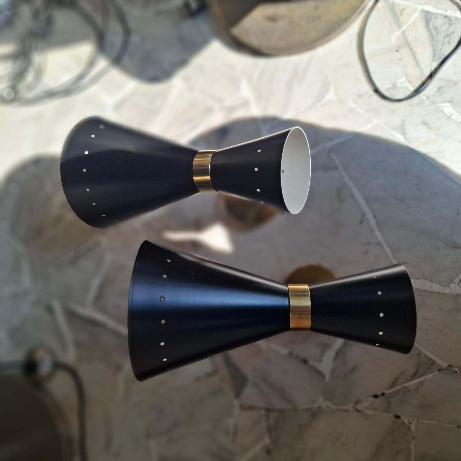 Stilnovo “Stile” Couple Sconces Brass Metal, 1960, Italy photo furniture
