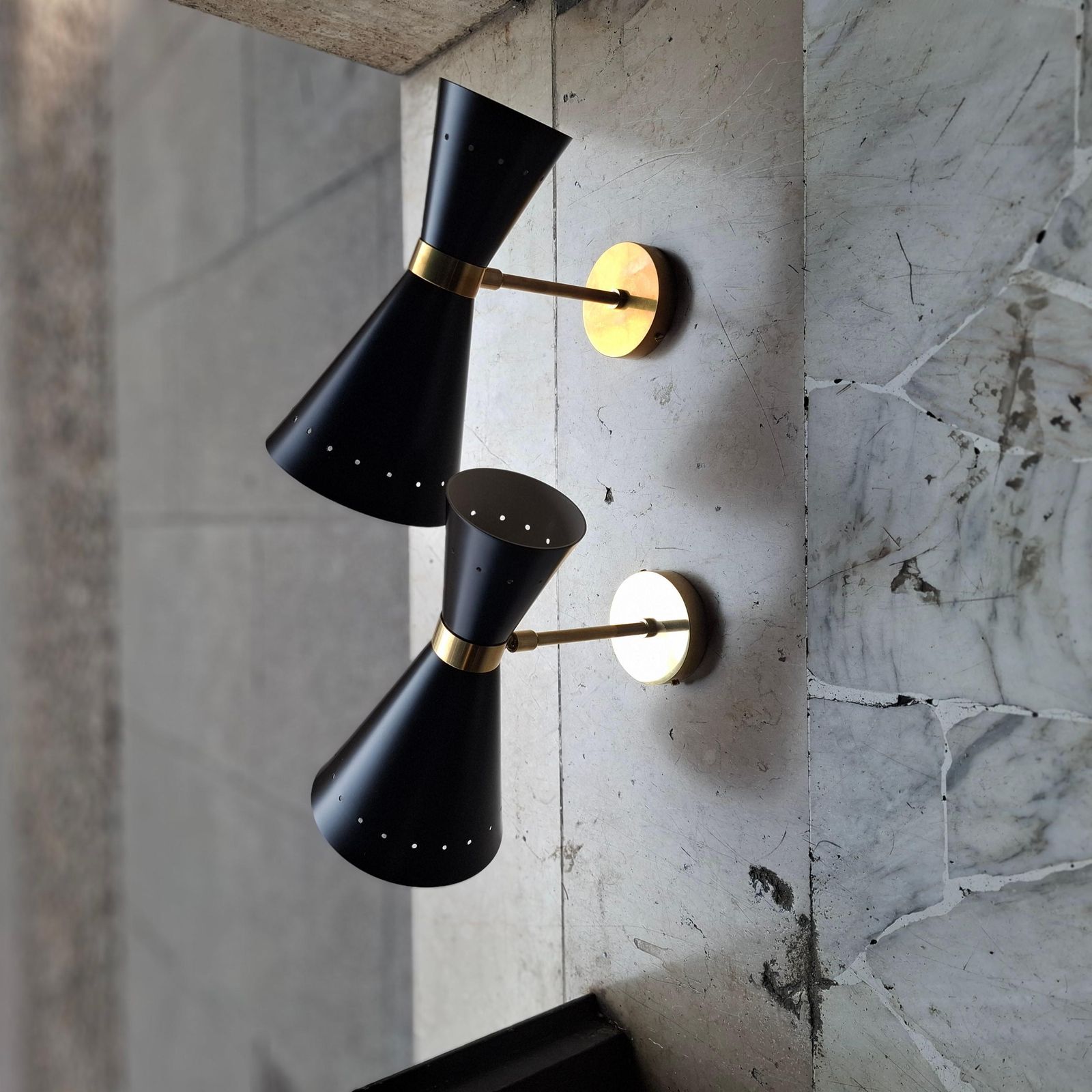 Stilnovo “Stile” Couple Sconces Brass Metal, 1960, Italy photo vinterior