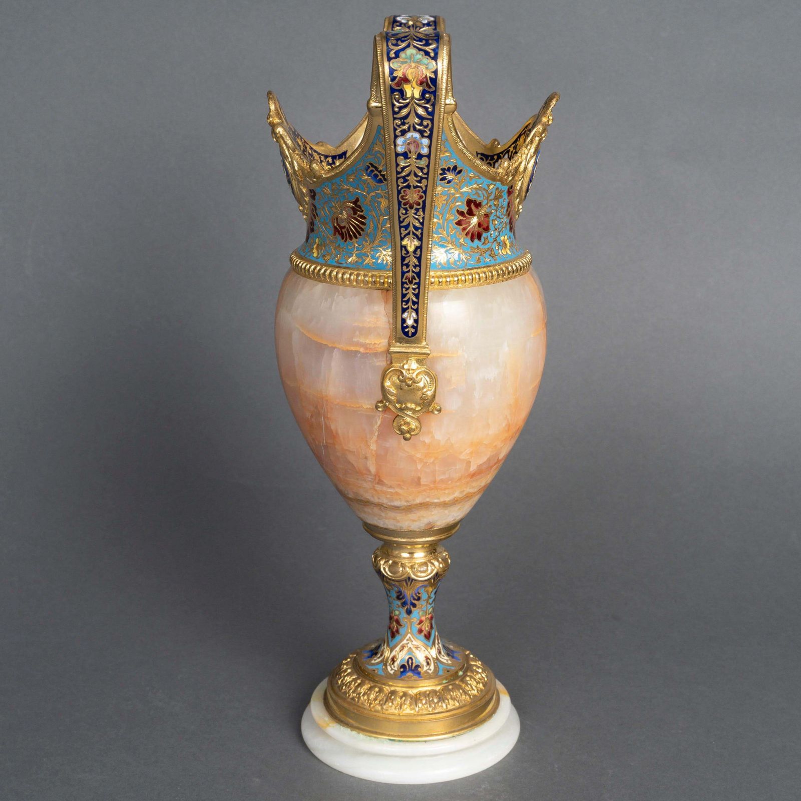 Enameled Gilt Bronze And Onyx Vase Or Centerpiece, 19th Century. photo vinterior