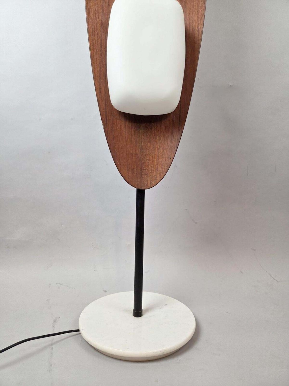 Totem Floor Lamp By Goffredo Reggiani, Wood, Marble And Opaline Glass, Italy photo vintage