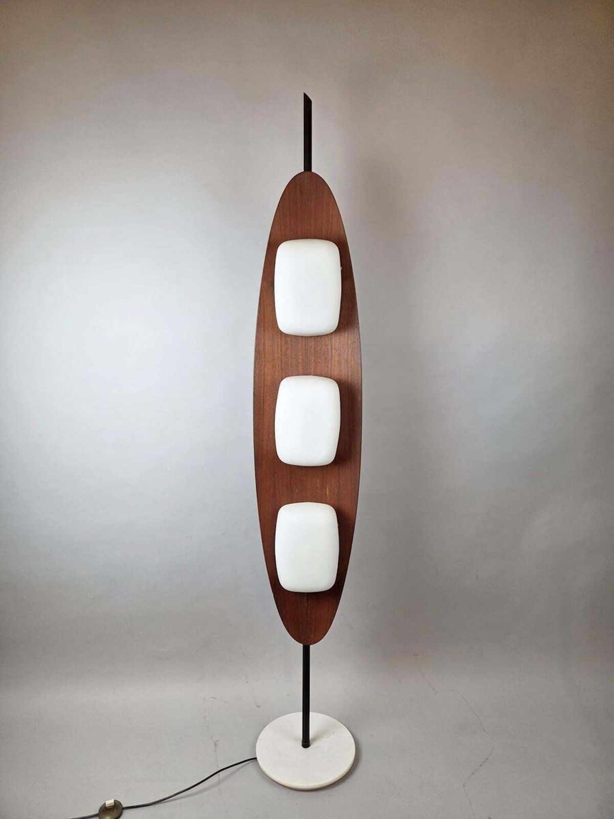 3925.0 Totem Floor Lamp By Goffredo Reggiani, Wood, Marble And Opaline Glass, Italy photo