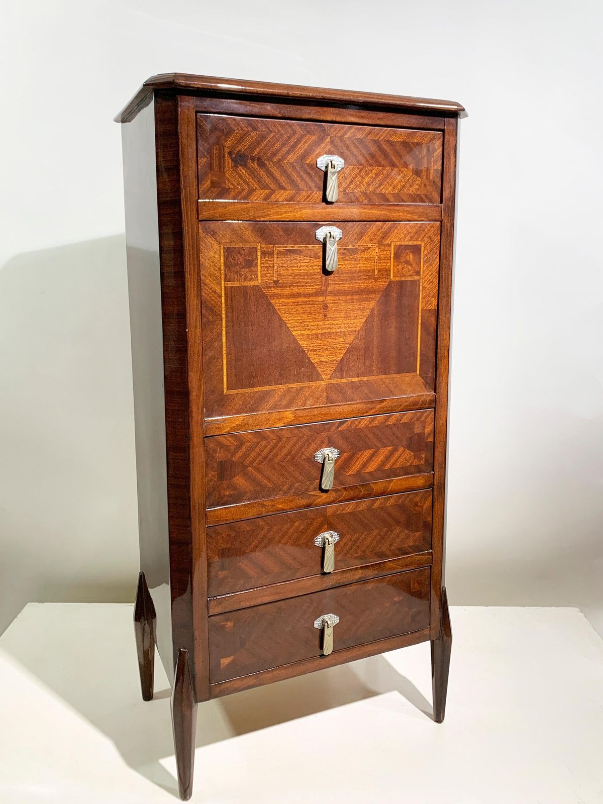 Italian Art Deco Secretary & Dry Bar With Wood Inlay, Circa 1940s photo furniture