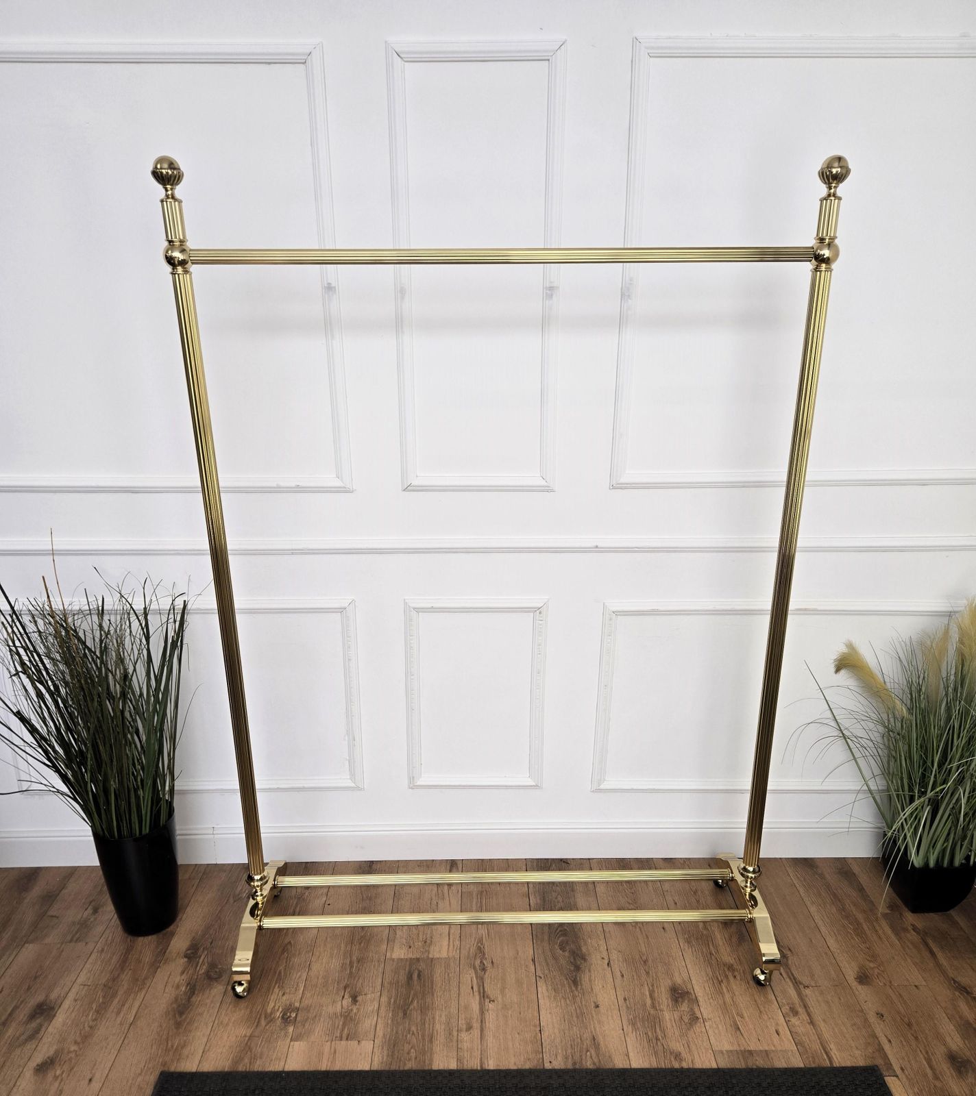 1970s Golden Brass Garment Rack, Clothing Stand Rail, Dress Hanger, Italy photo for sale