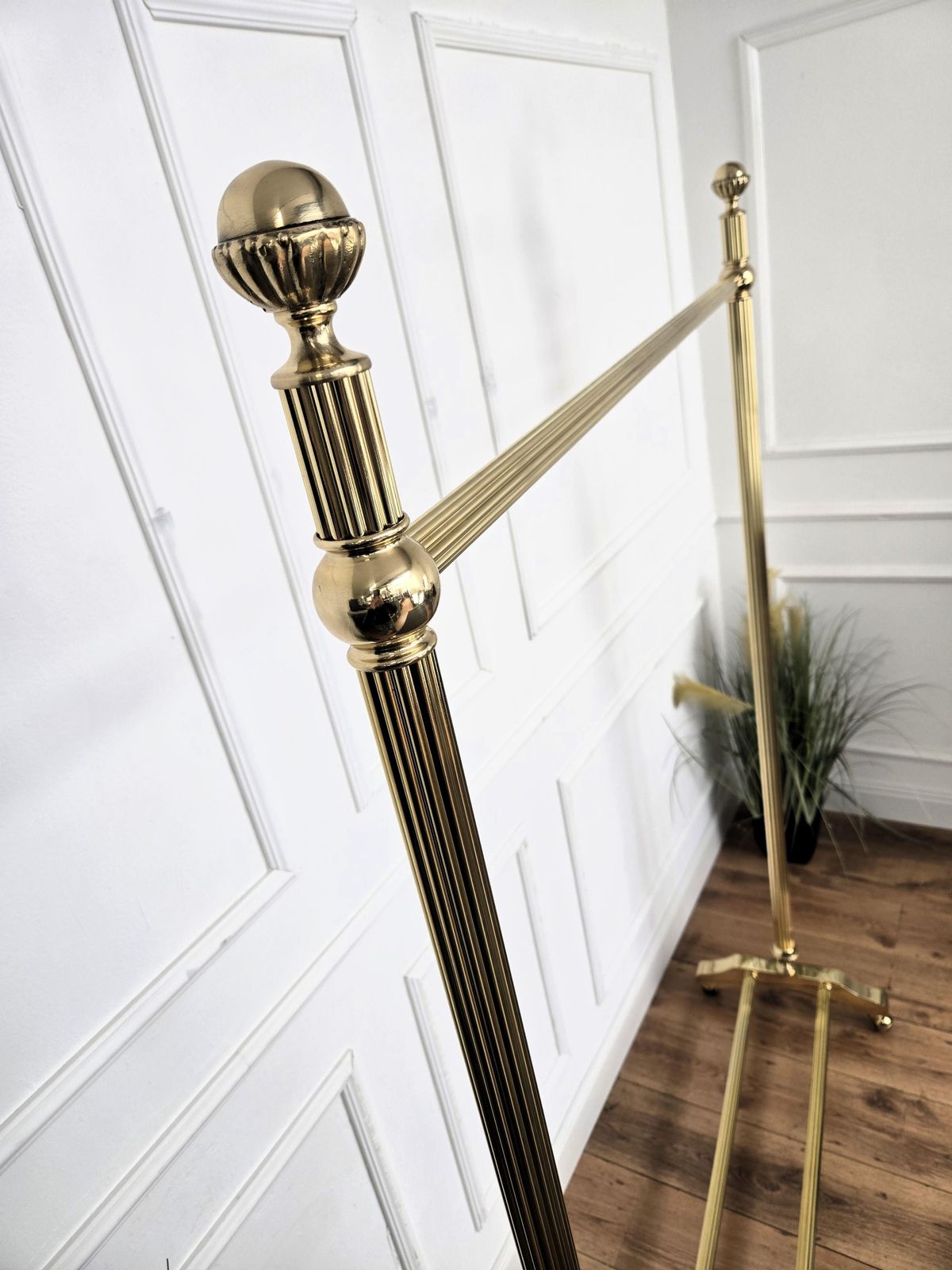 1970s Golden Brass Garment Rack, Clothing Stand Rail, Dress Hanger, Italy photo Furniture
