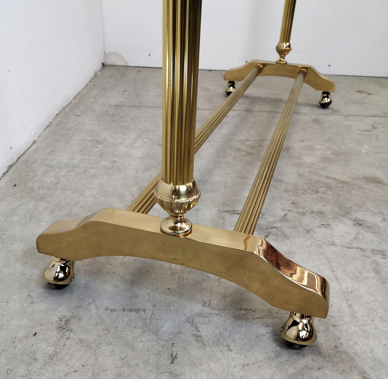 1970s Golden Brass Garment Rack, Clothing Stand Rail, Dress Hanger, Italy photo vintage