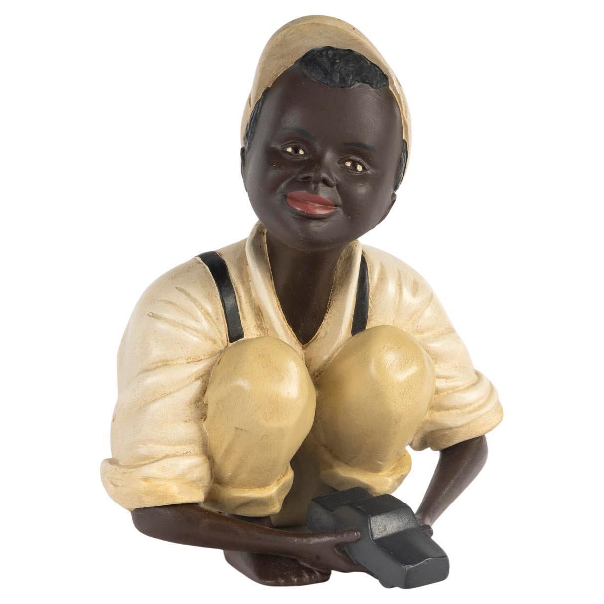 Painted Plaster Sculpture Of A Child Playing, 20th Century.