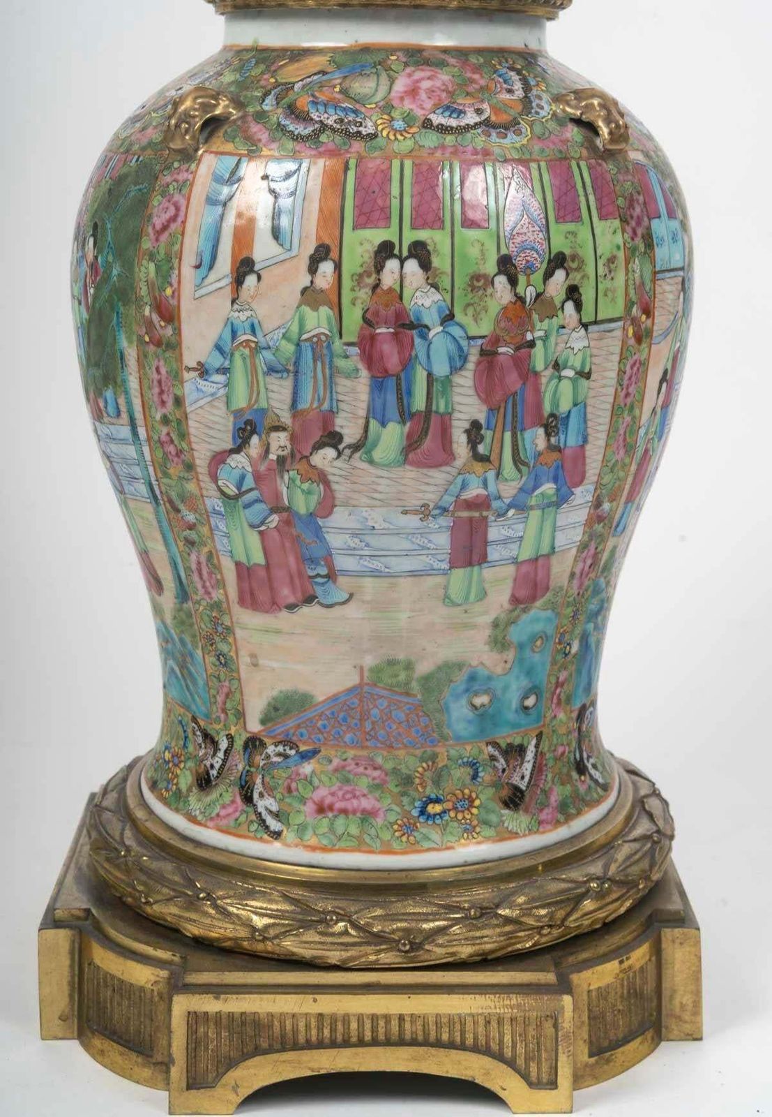Large Table Lamp In Satsuma Porcelain And Gilt Bronze, 19th Century. photo vinterior