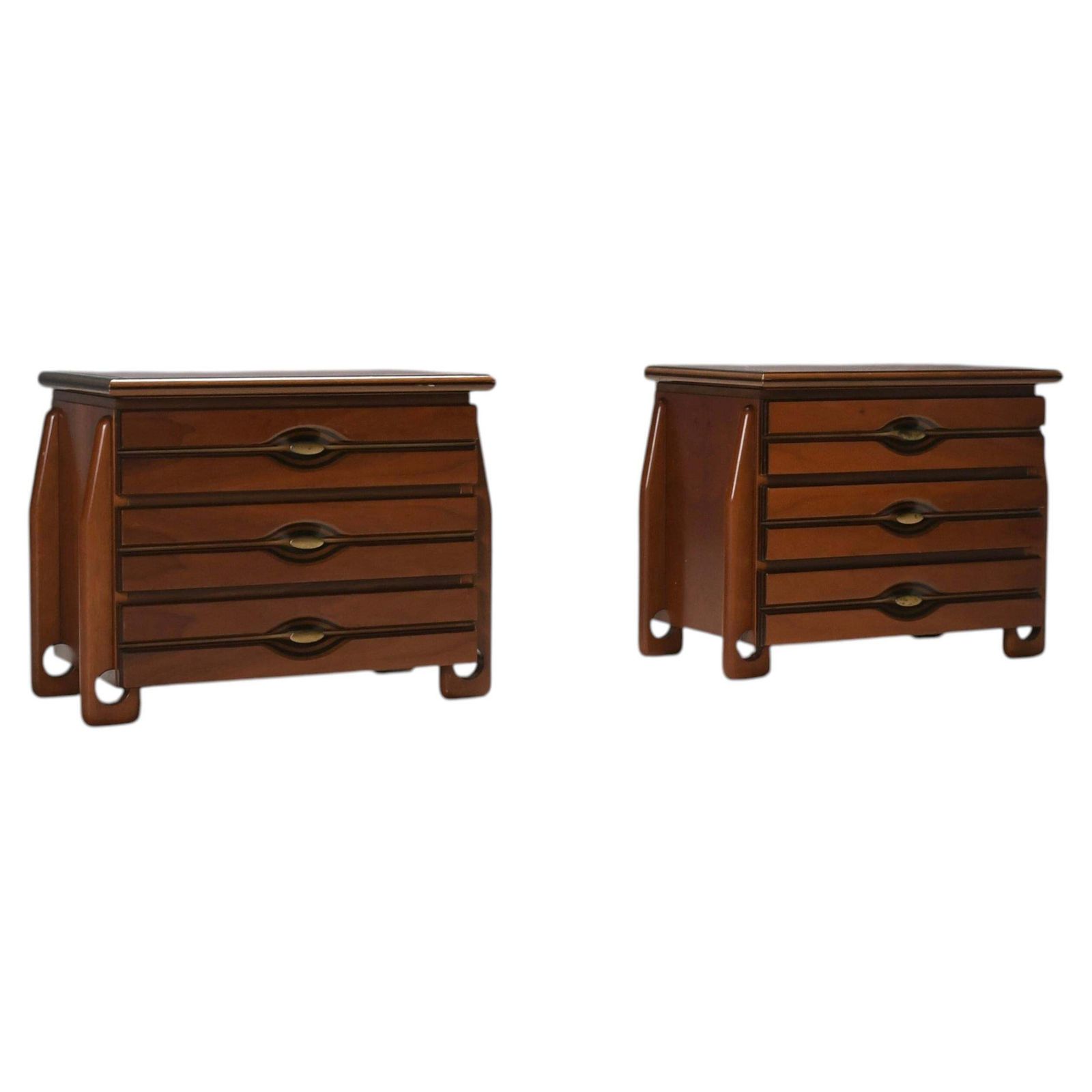 Set Of Walnut Cabinets / Chest Of Drawers By Mobil Girgi, Italy 1970s