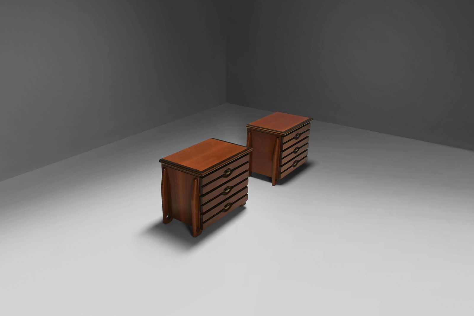 Set Of Walnut Cabinets / Chest Of Drawers By Mobil Girgi, Italy 1970s photo vinterior