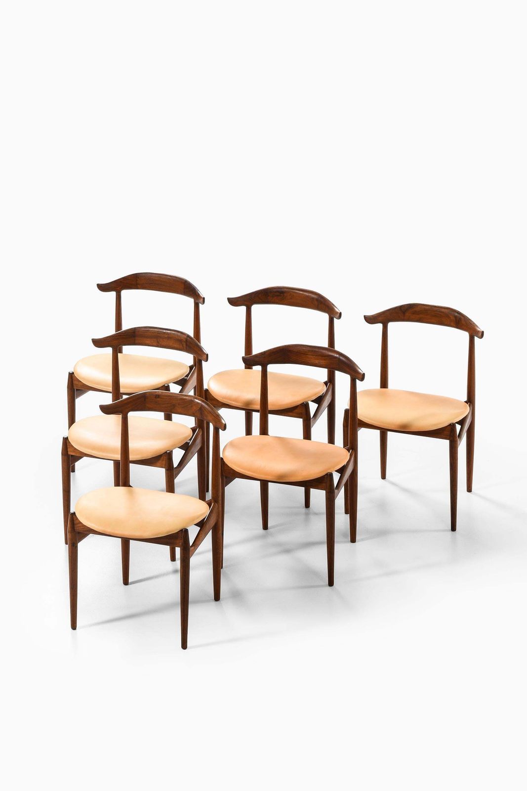 Set Of 6 Dining Chairs In Leather And Rosewood By Knud Færch, 1950s photo furniture