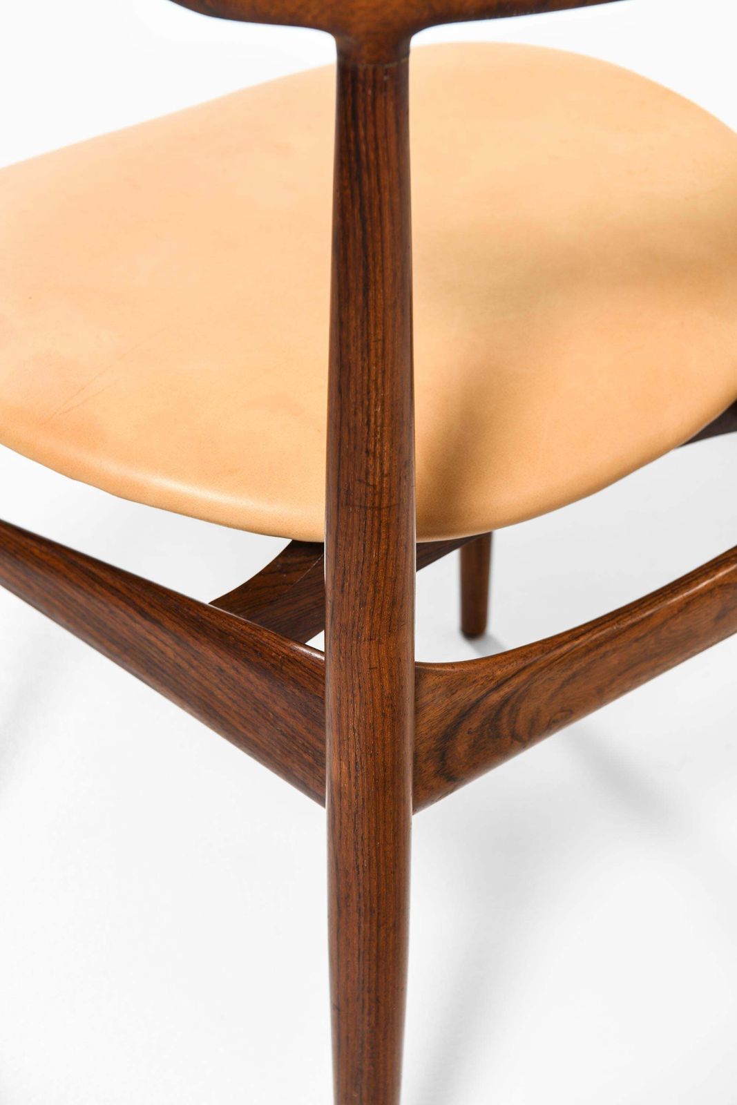 Set Of 6 Dining Chairs In Leather And Rosewood By Knud Færch, 1950s photo vintage