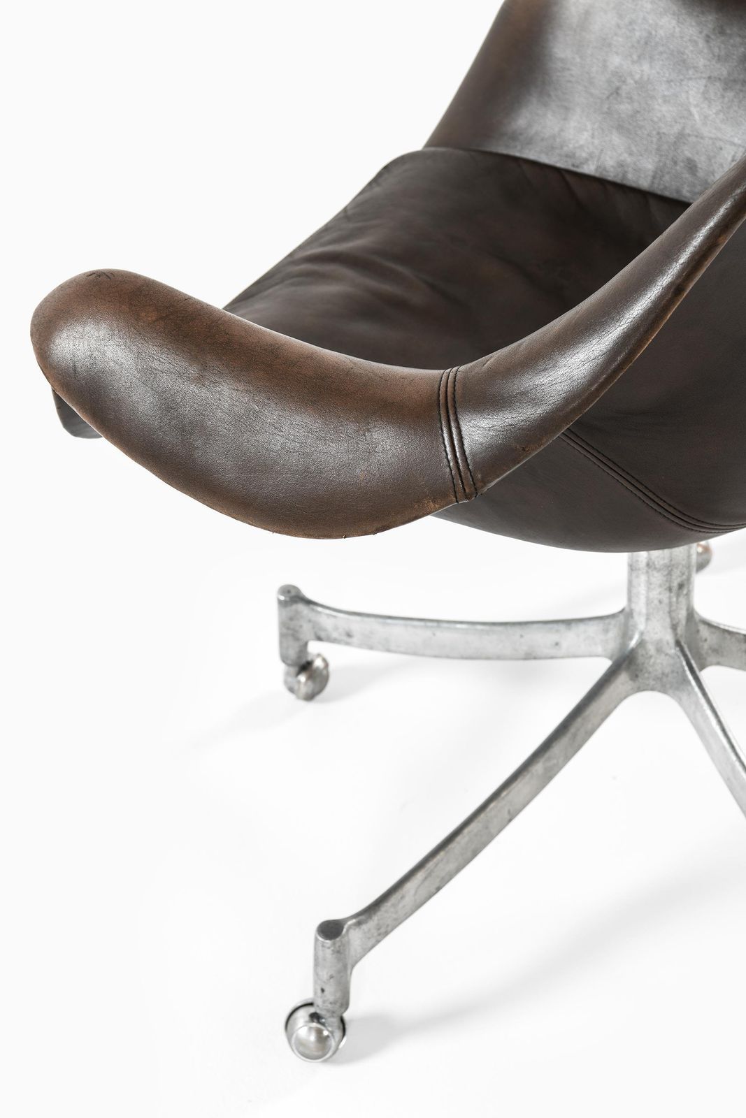 Office Chair In Aluminum And Leather By Jørgen Lund & Ole Larsen, 1960s photo vinterior