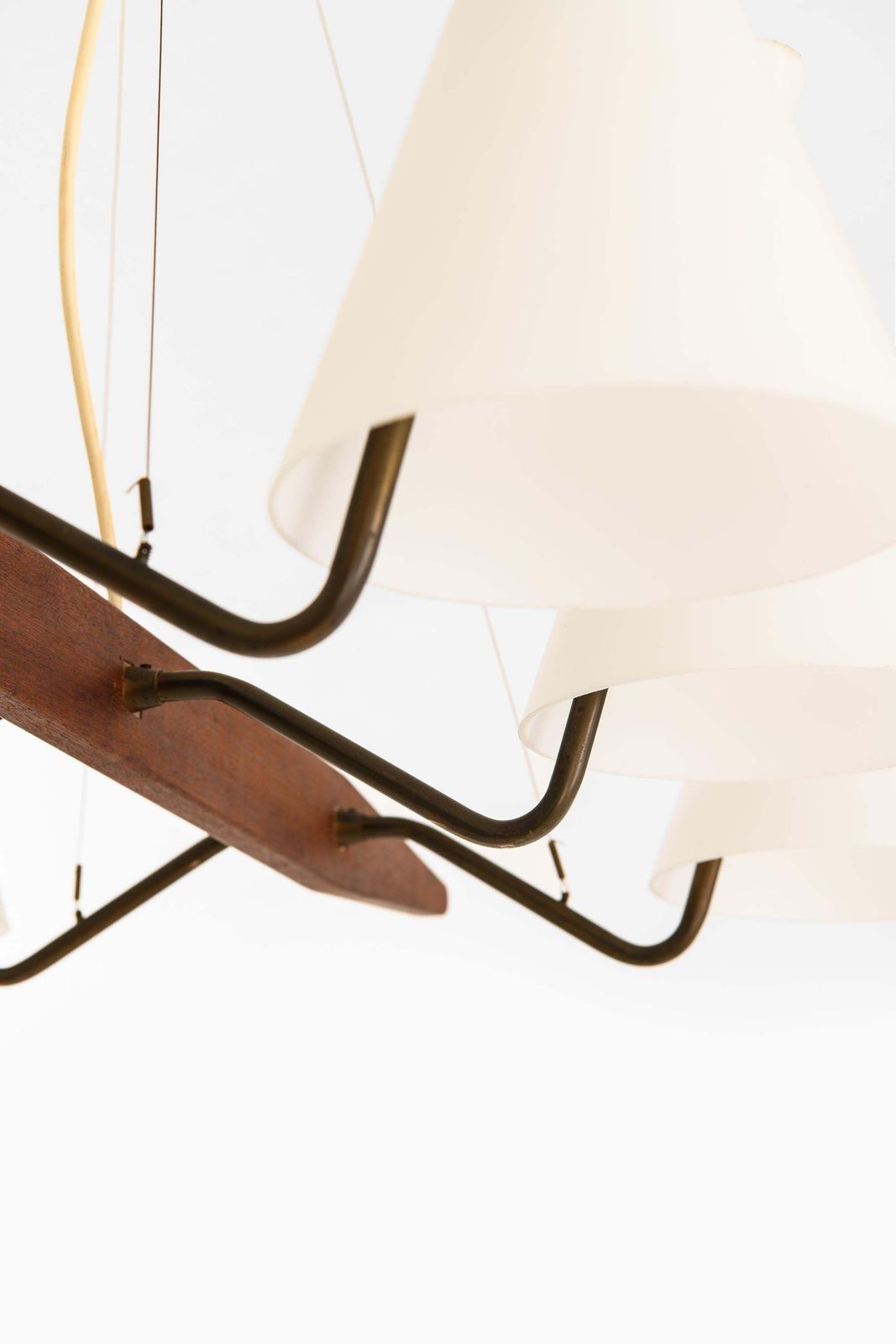 Ceiling Lamp In Brass, Teak And Opaline Glass By Svend Aage Holm Sørensen, 1950s photo furniture