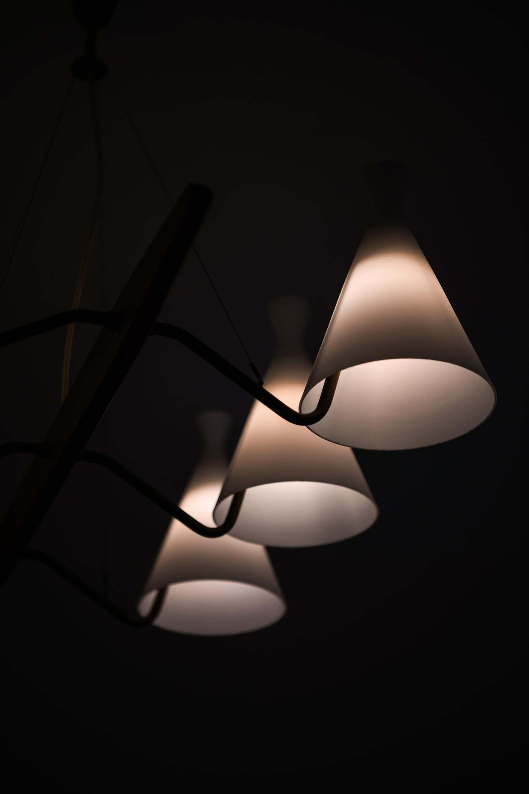 Ceiling Lamp In Brass, Teak And Opaline Glass By Svend Aage Holm Sørensen, 1950s photo buy
