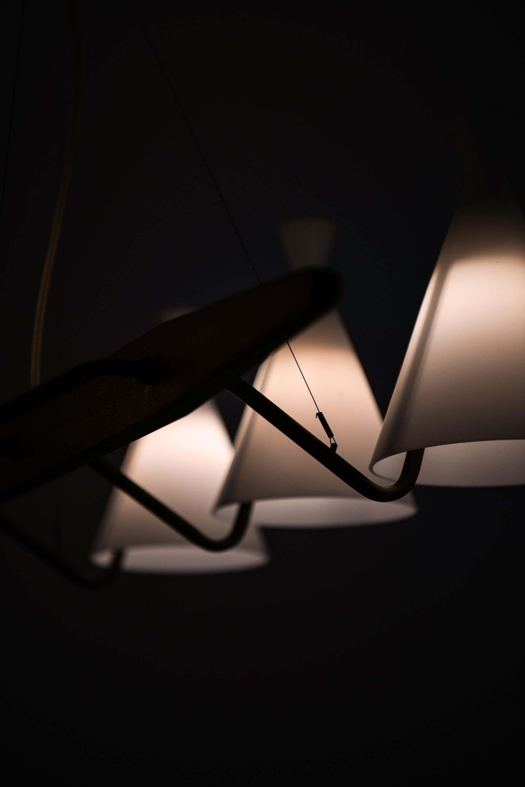 Ceiling Lamp In Brass, Teak And Opaline Glass By Svend Aage Holm Sørensen, 1950s photo vintage